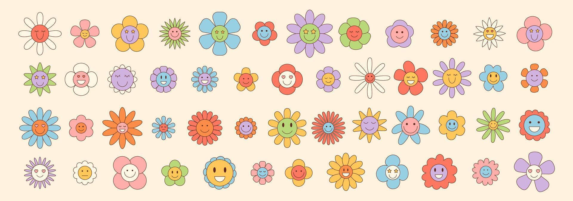 1920x675 Groovy y2k flower pattern in seamless background with cute pink heart and happy smile graphic. retro style creates playful, modern feel, perfect for trendy wallpaper or print
