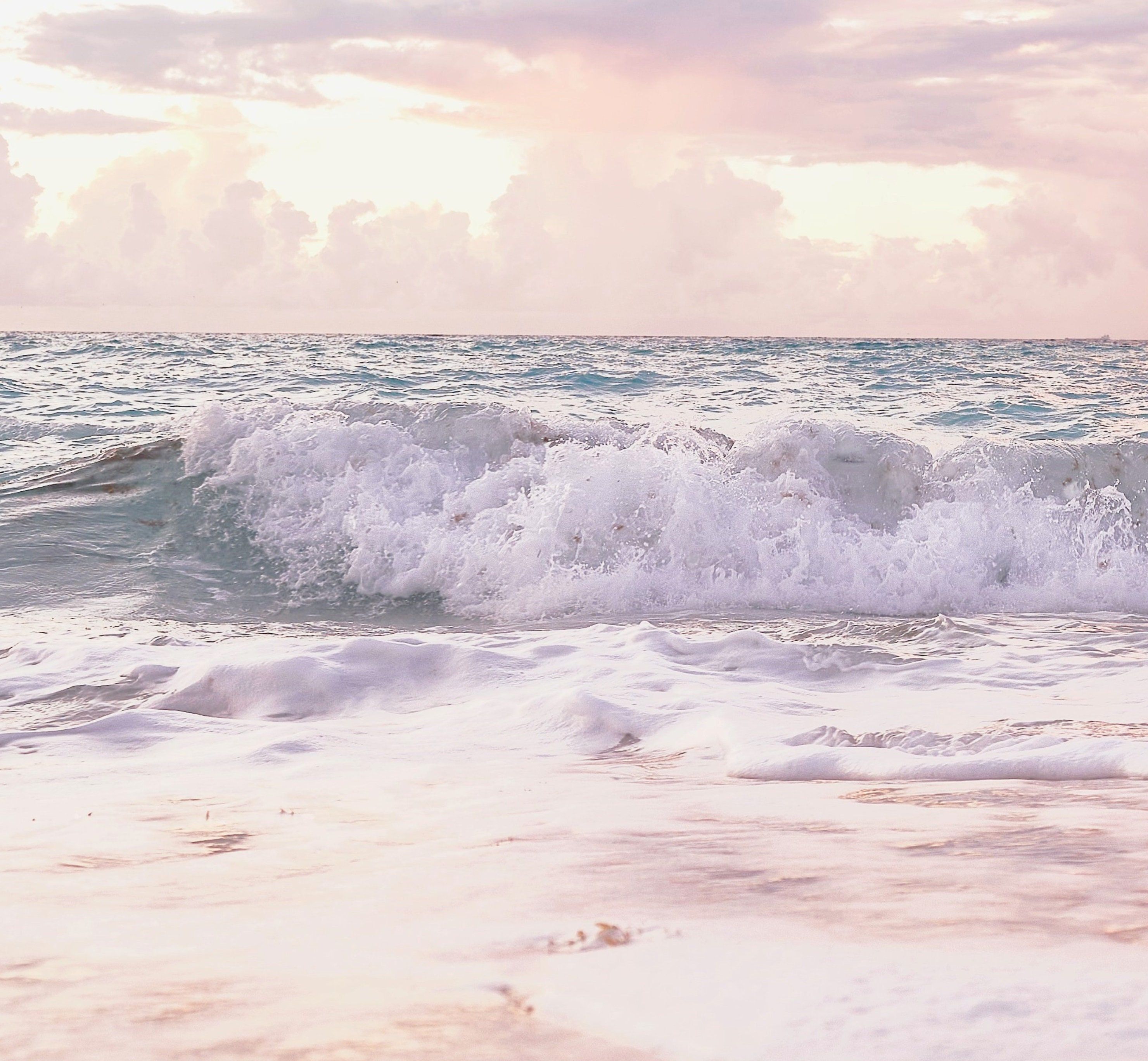 2960x2736 Pastel Pink Sea Art Print, Horizontal Beach Wall Art, Coastal Photography, Printable Wall Art, Instant Download