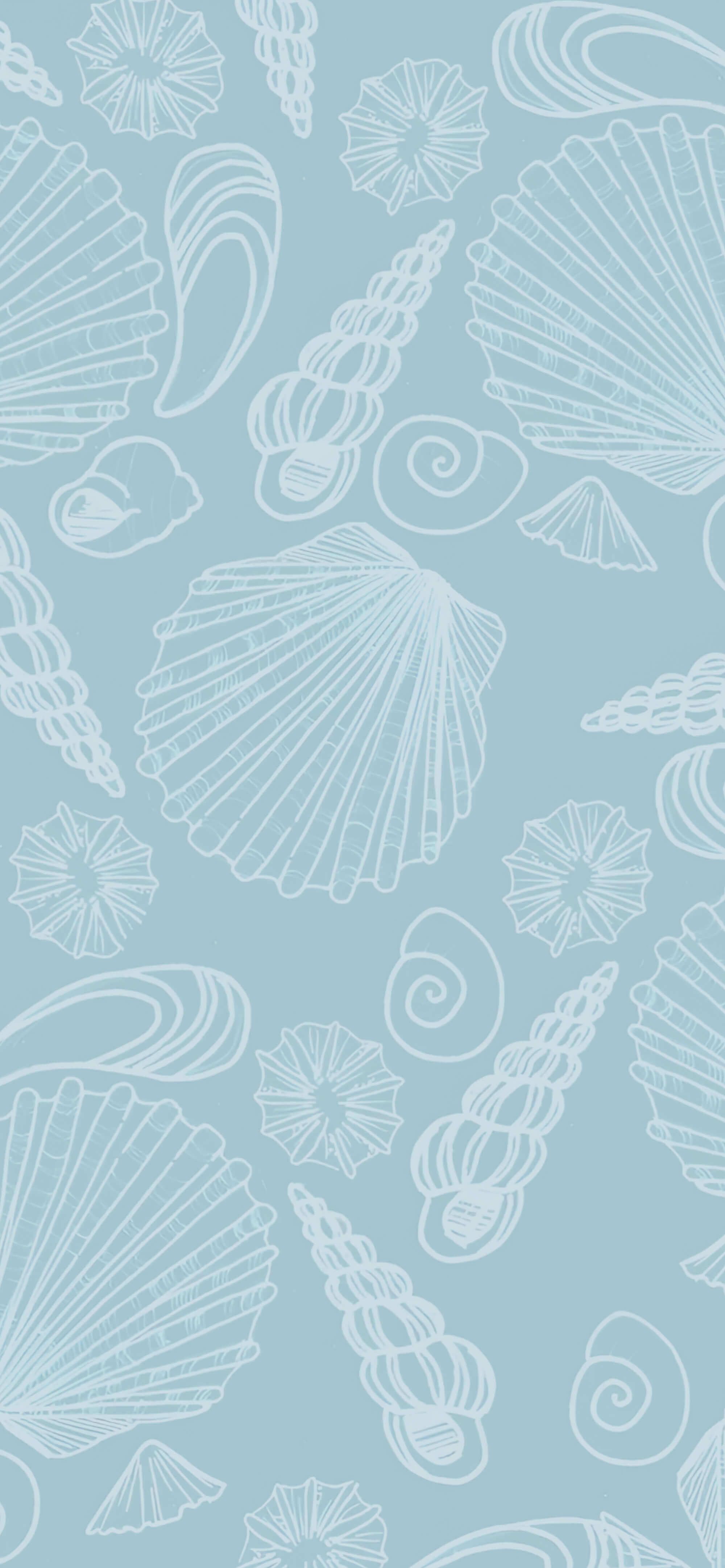 2000x4329 Sea Shells Doodle Pastel Ocean Wallpaper