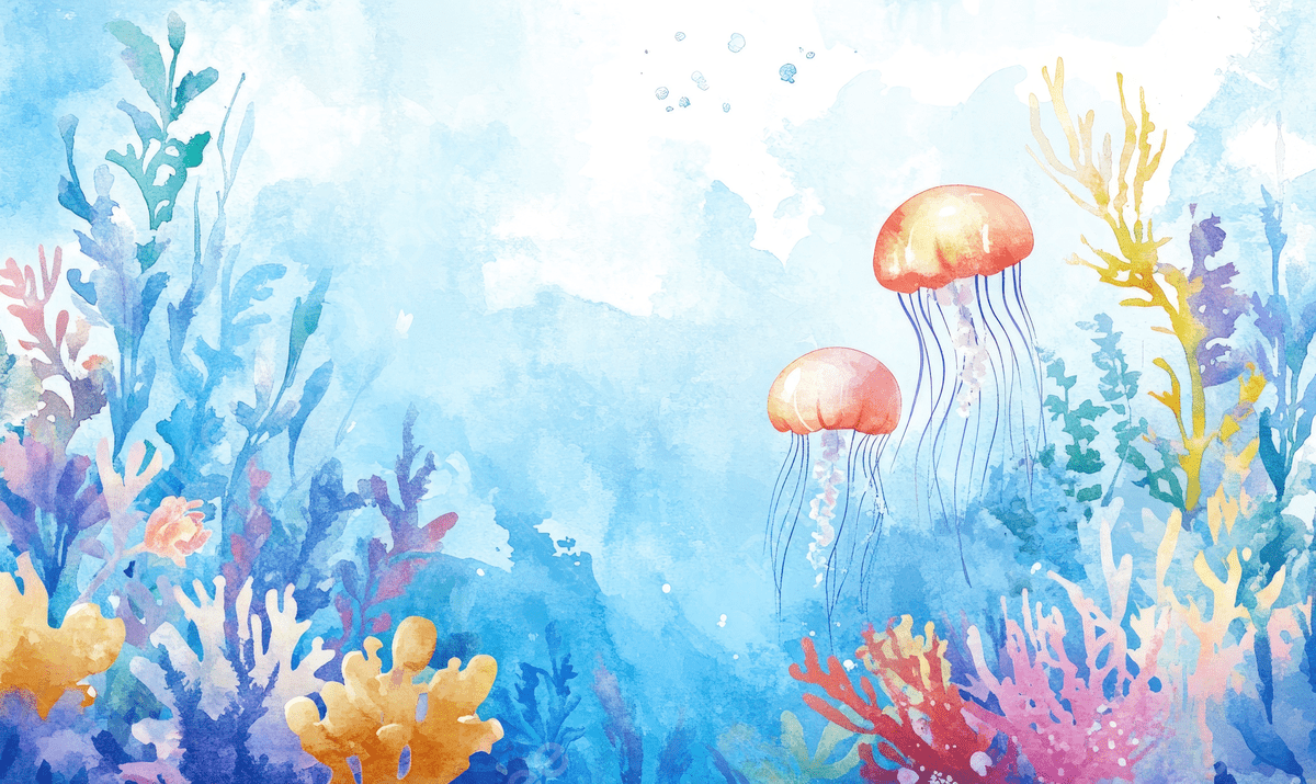 1200x715 Watercolor Pastel Coral Reef And Jellyfish Background For Photography With Cute Colors, Watercolor, Pastel, Coral Background Image And Wallpaper for Free Download