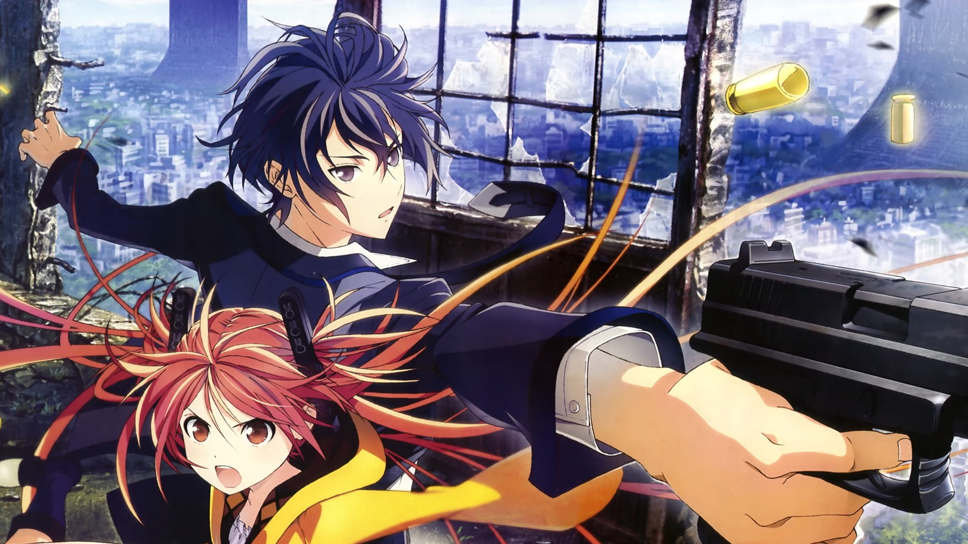 1920x1080 Black Haired Male Anime Character With Crow Digital Wallpaper, Black Bullet, Rentaro Satomi, Birds HD Wallpaper