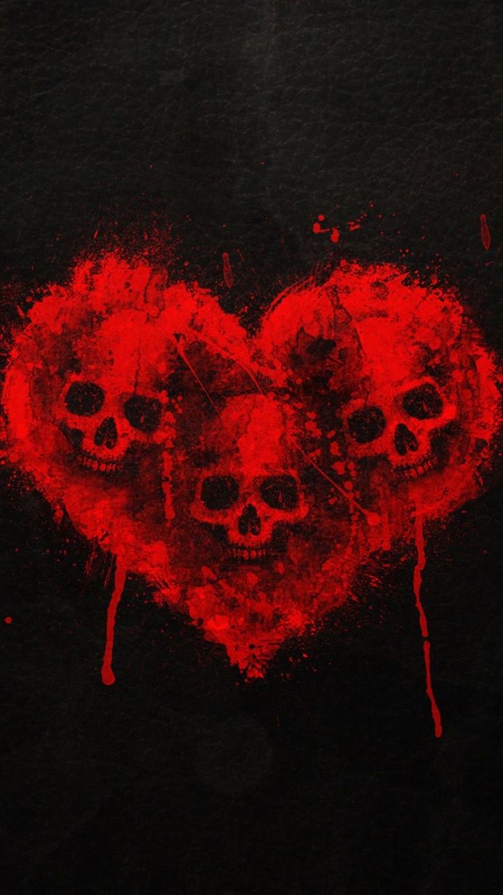 720x1280 Phone wallpaper: Dark, Skull, Heart 1327243