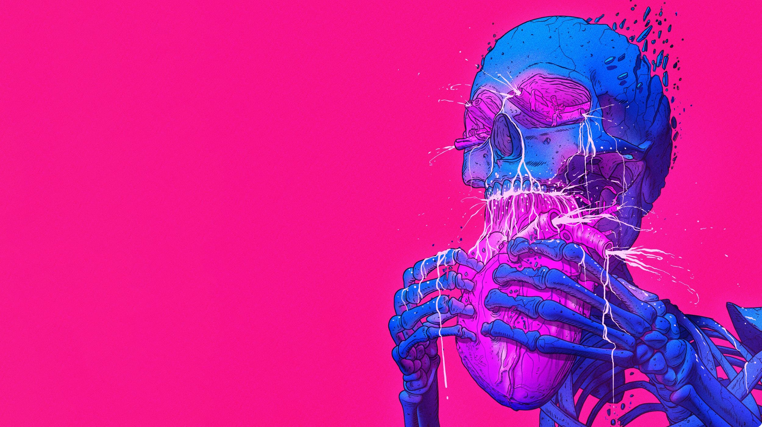2500x1400 Wallpaper style, fiction, heart, color, skeleton, fantasy, style, heart for mobile and desktop, section минимализм, resolution 2500x1400