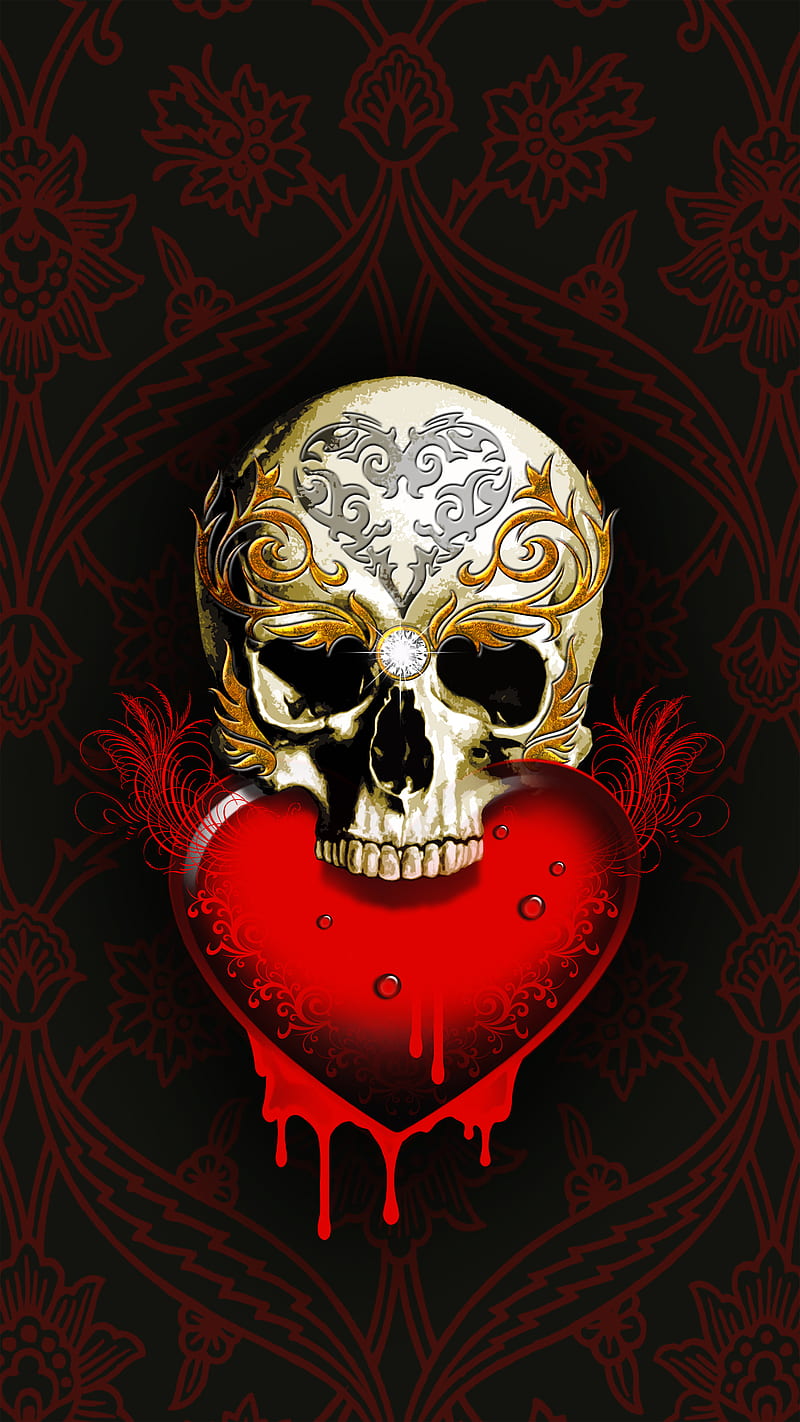 800x1422 Skull Heart Tattoo, Fenrir, HD phone wallpaper