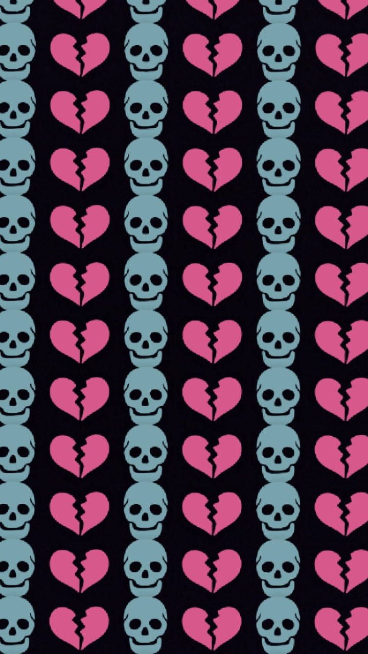 720x1280 Download free Skull And Broken Heart Black Wallpaper
