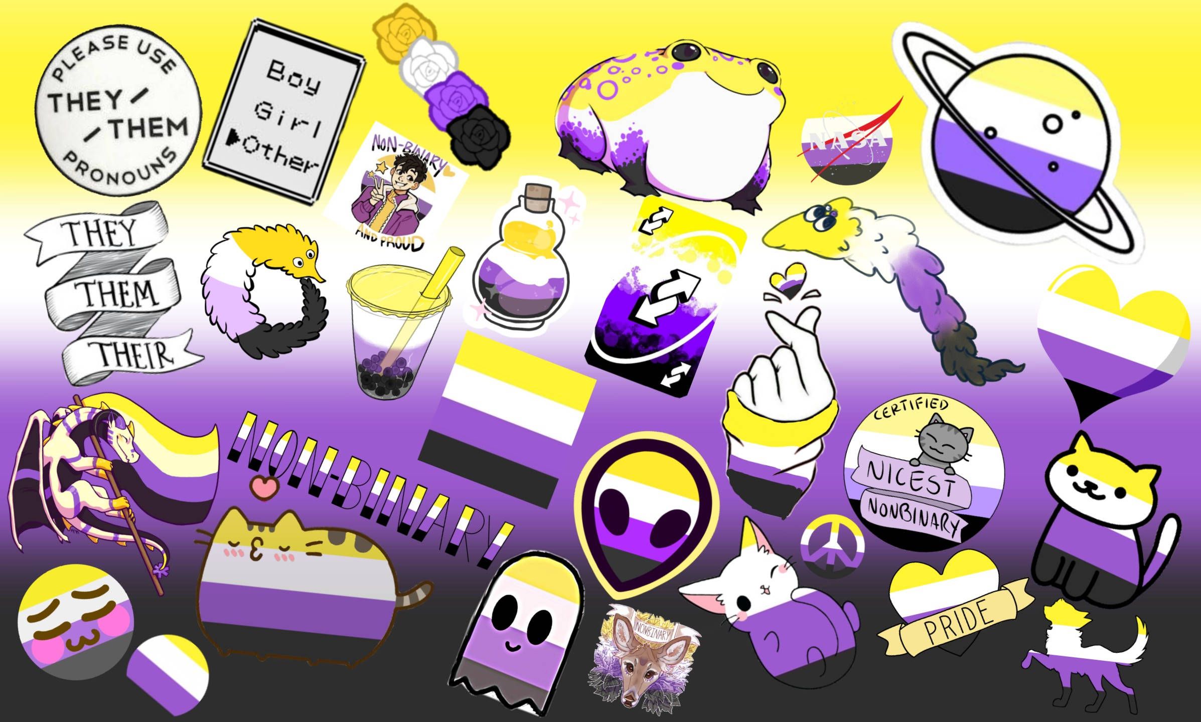 2394x1440 Nonbinary Flag Wallpaper