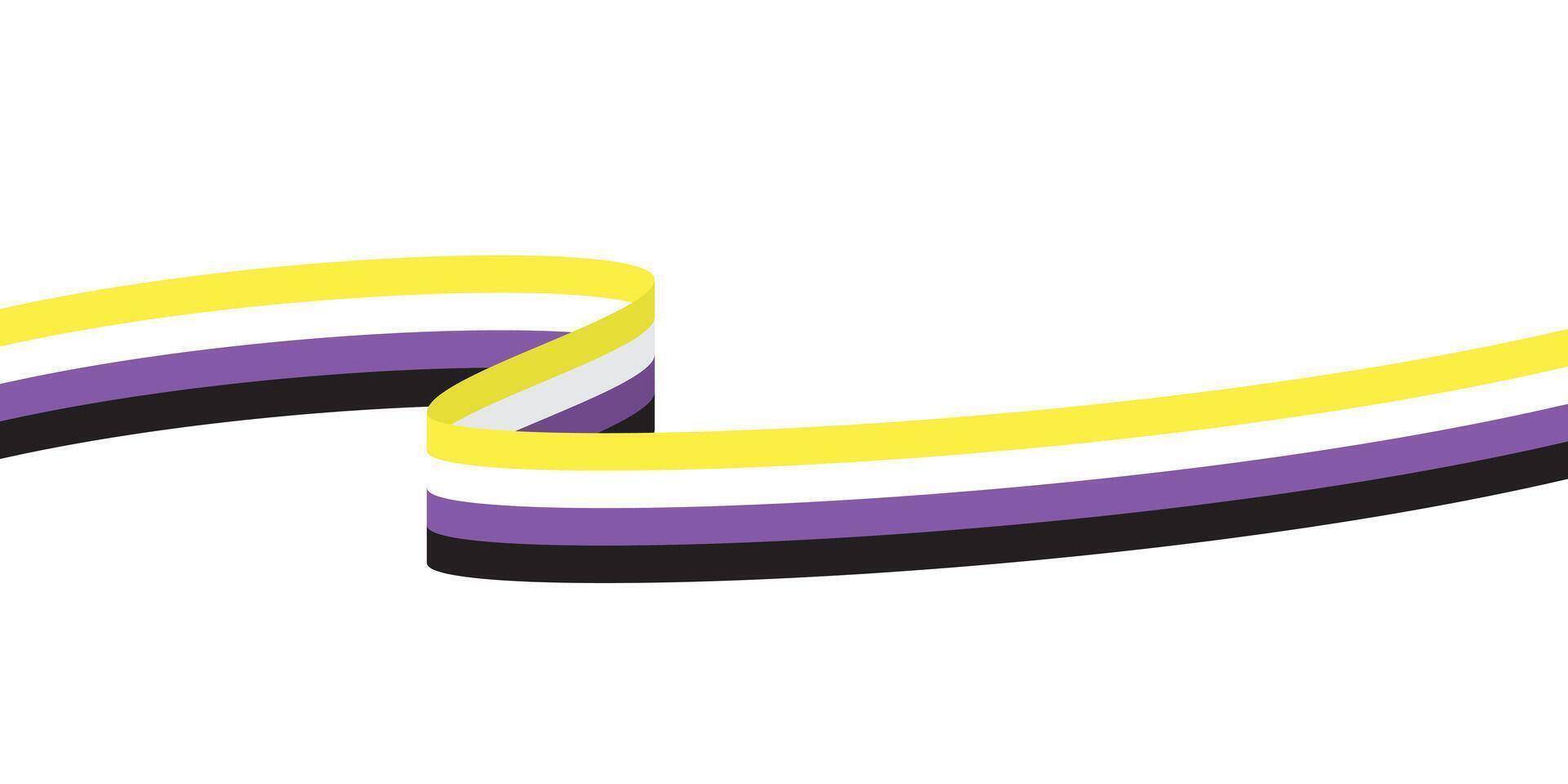 1920x960 Yellow, white, purple and black colored background as the colors of the nonbinary flag. Pride month concept. Flat illustration