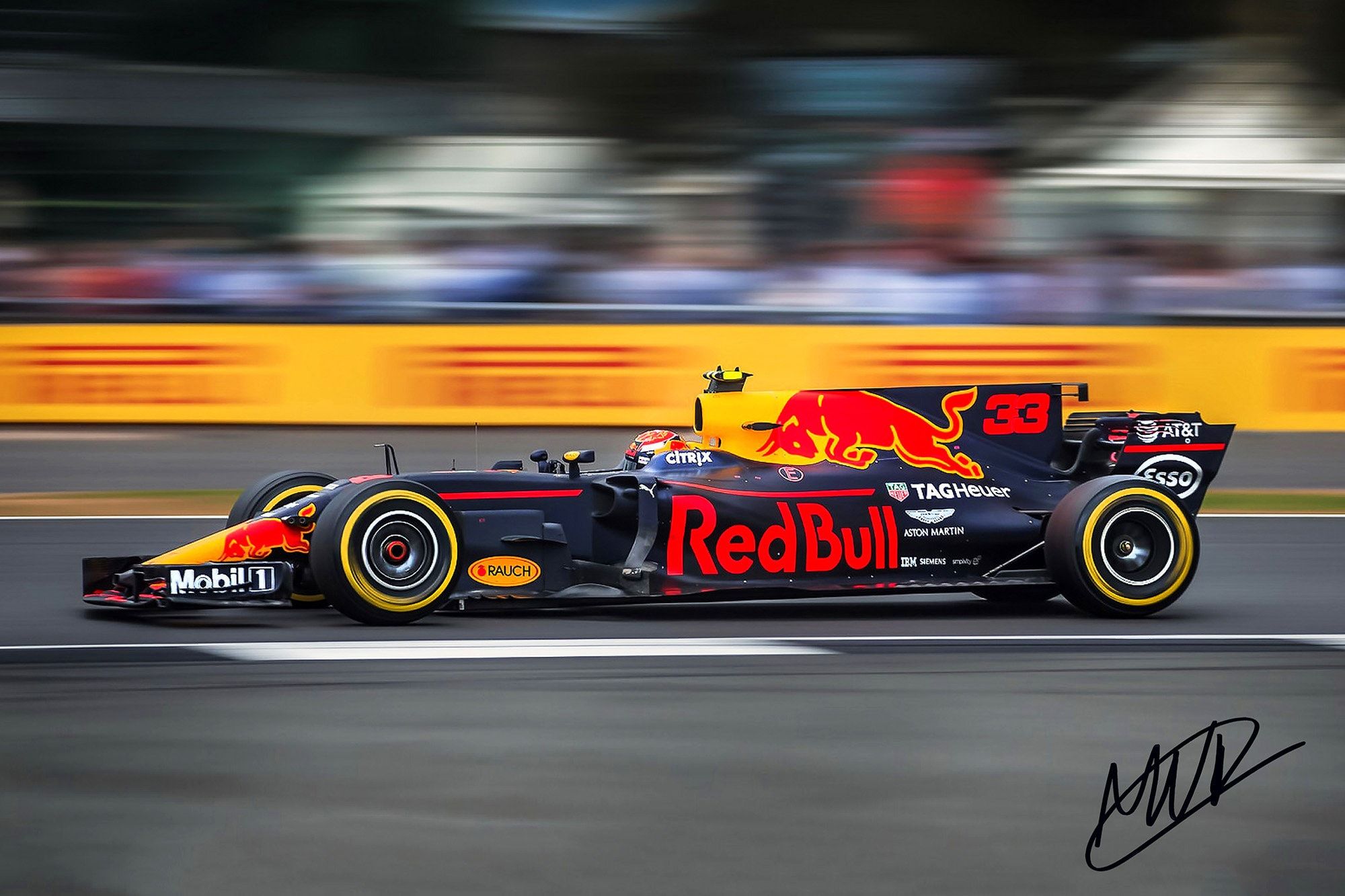 2000x1333 Red Bull Racing F1 With Pre Printed Max Verstappen Autograph Canvas Print Photo Art. Gallery Wrap Style Ready To Hang. (044)