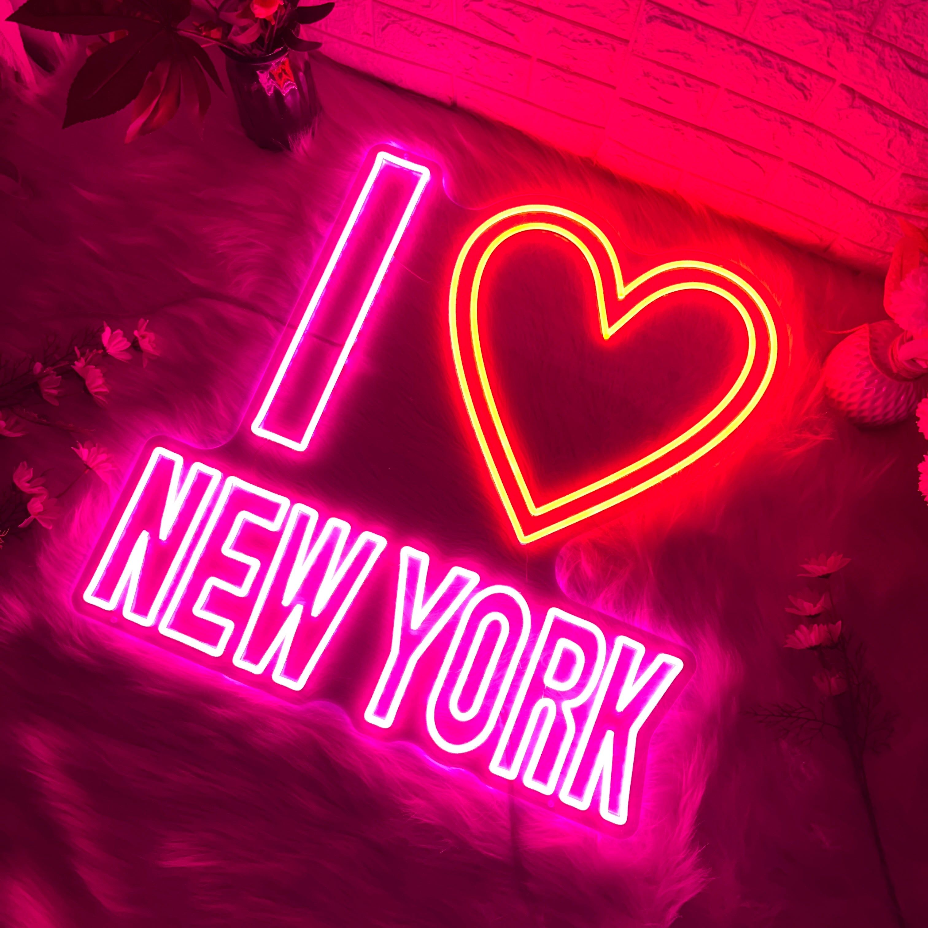 3024x3024 I LOVE NEW YORK Neon Sign 27inch×27 inch (68.58cm×68.58cm) / red white