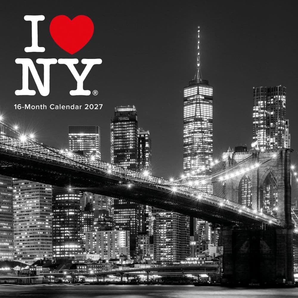 1000x1000 I Love NY Black and White 2027 Wall Calendar