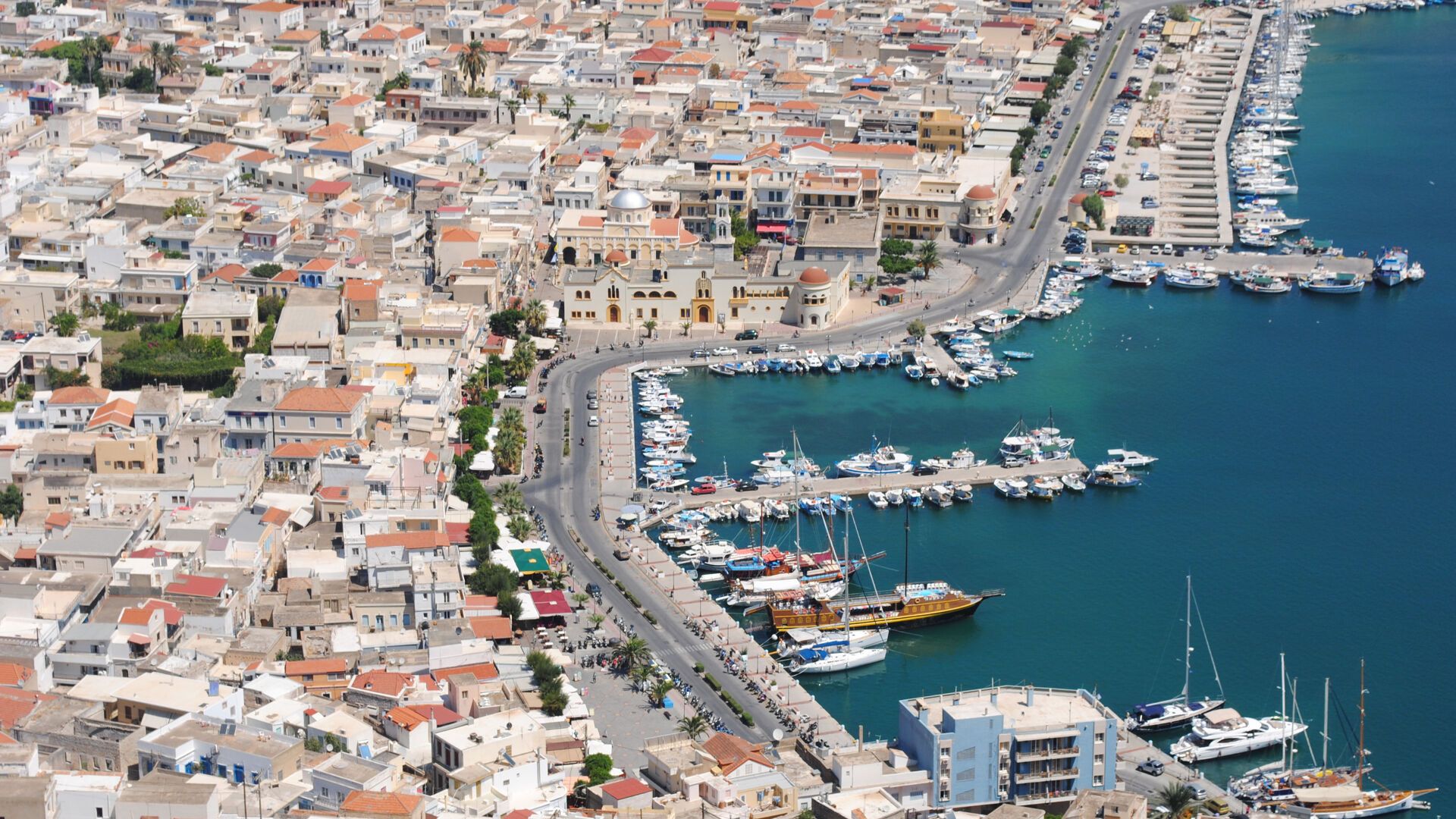 1920x1080 Kalymnos, Greece, Town photo on