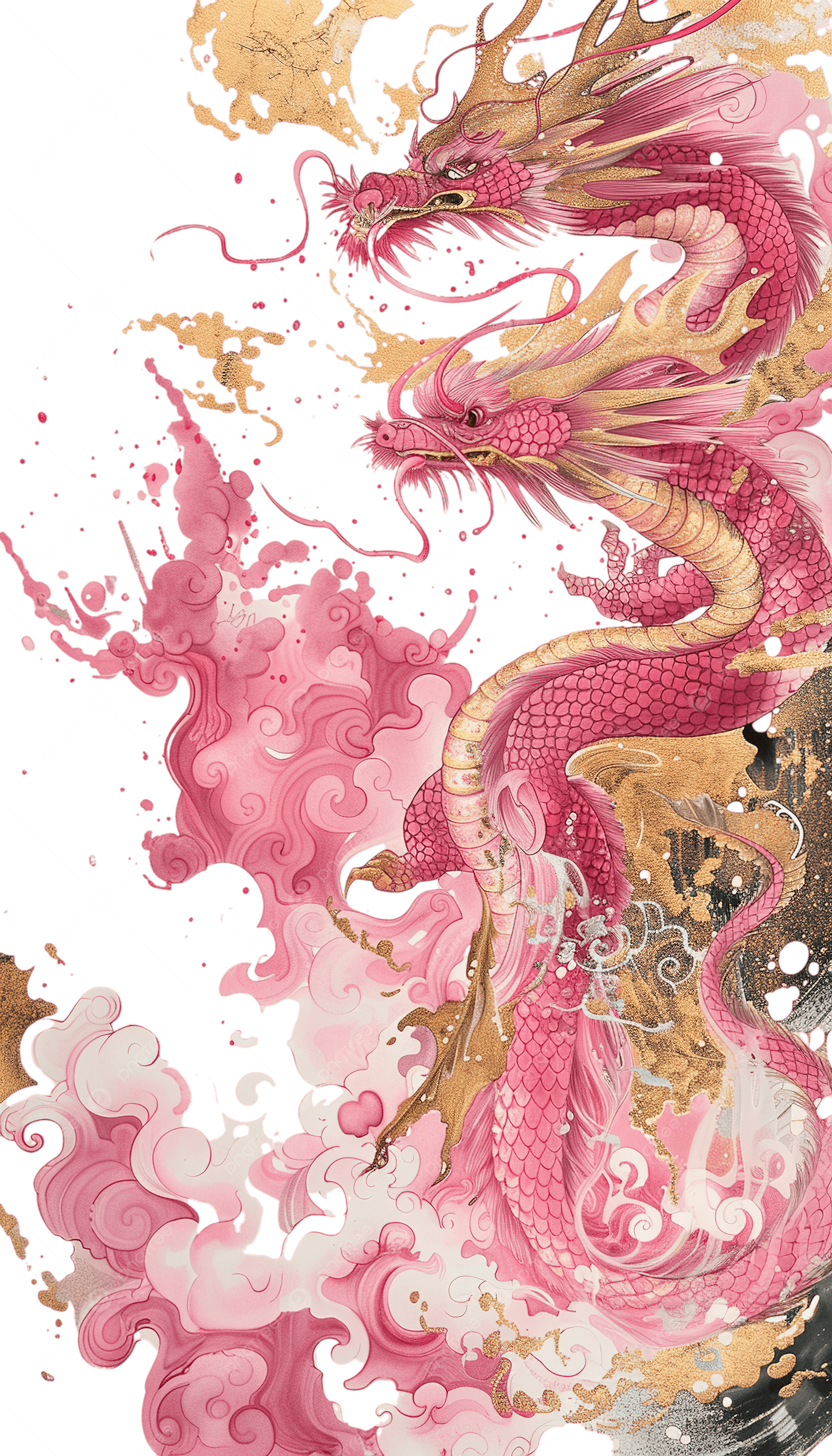 2500x4375 Ink Chinese Dragons On Heaven, Chinese Dragon, Chinese Style, Ink Dragon PNG Transparent Image and Clipart for Free Download