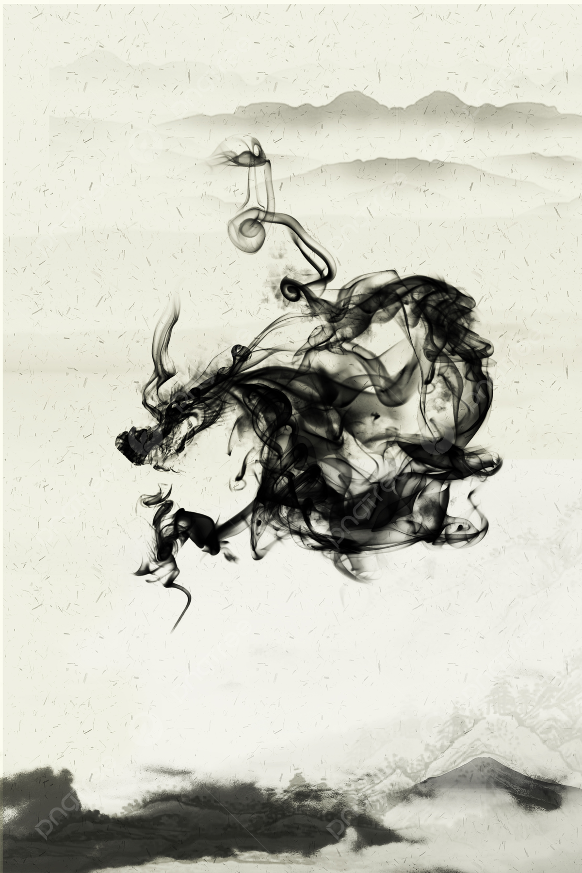 1200x1799 Elegant Ink Dragon Gradient Antique Poster Background Wallpaper Image For Free Download