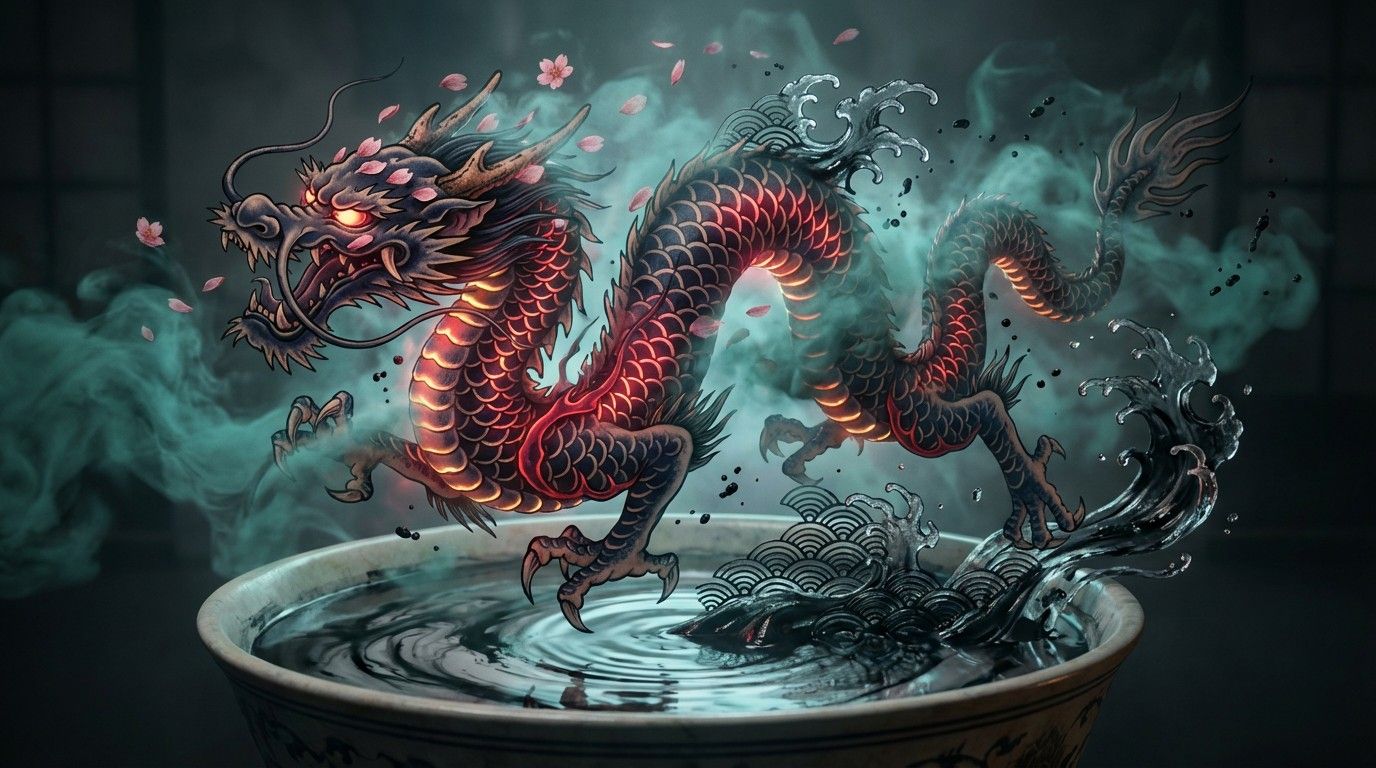 1376x768 Free Dragon Ink Transformation Image, Ink, Japanese