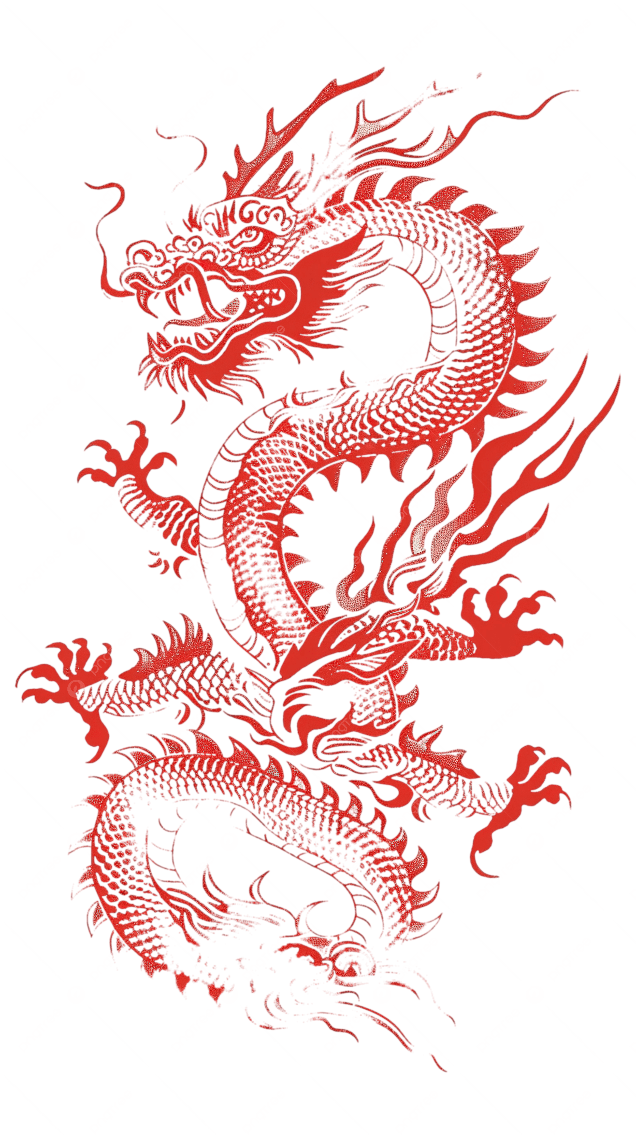2500x4461 Red Chinese Dragon Ink, Chinese Dragon, Ink Dragon, Chinese Style PNG Transparent Image and Clipart for Free Download