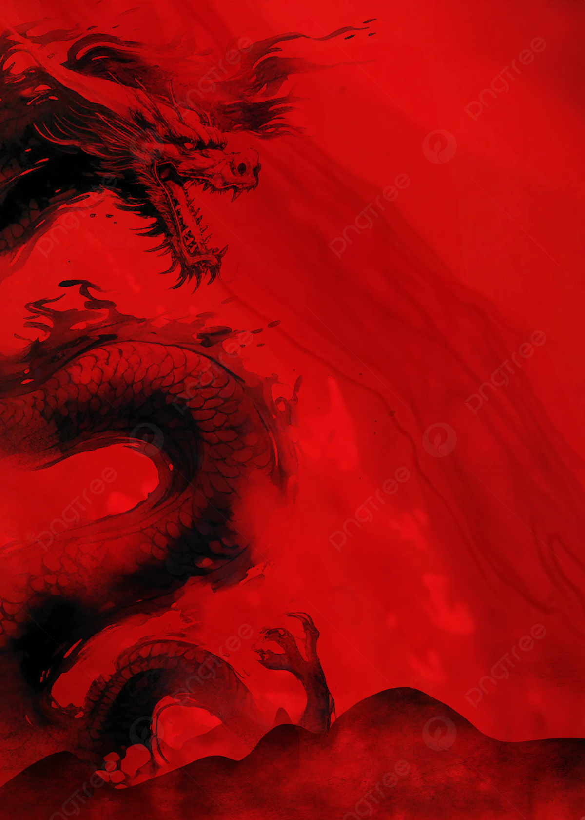 1200x1680 Ink Cartoon Landscape Dragon 2024 Lunar New Year Year Of The Dragon Festival Spring Festival Background Wallpaper Image For Free Download
