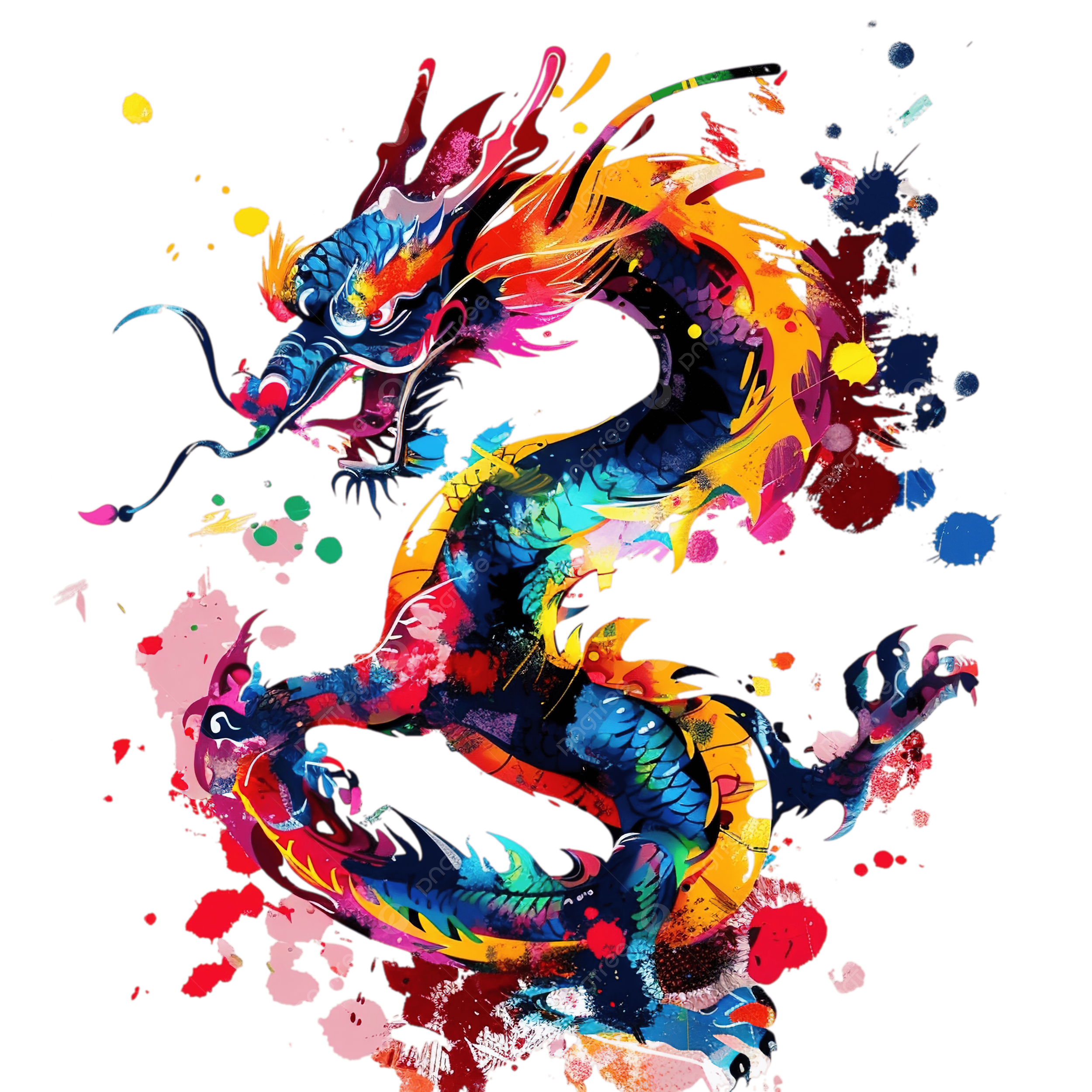 2500x2500 Colorful Chinese Dragon Ink, Chinese Dragon, Dragon, Ink Dragon PNG Transparent Image and Clipart for Free Download