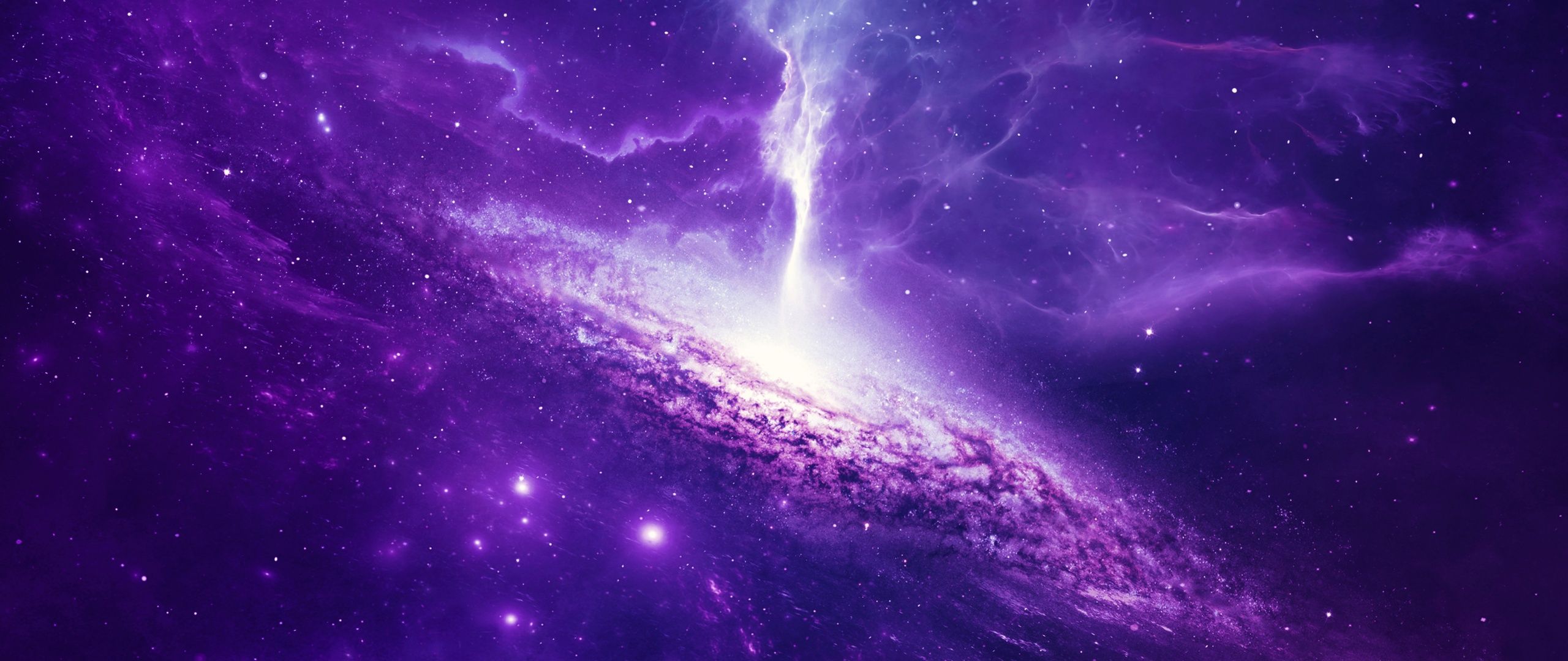 2560x1080 Universe Wallpaper 4K, Spiral, Nebula, Galaxy, Purple