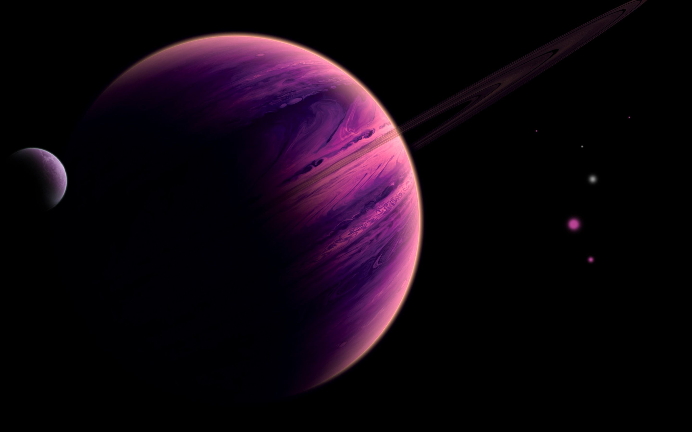 2880x1800 Purple Planet Wallpaper 4K, Dark background, Saturn