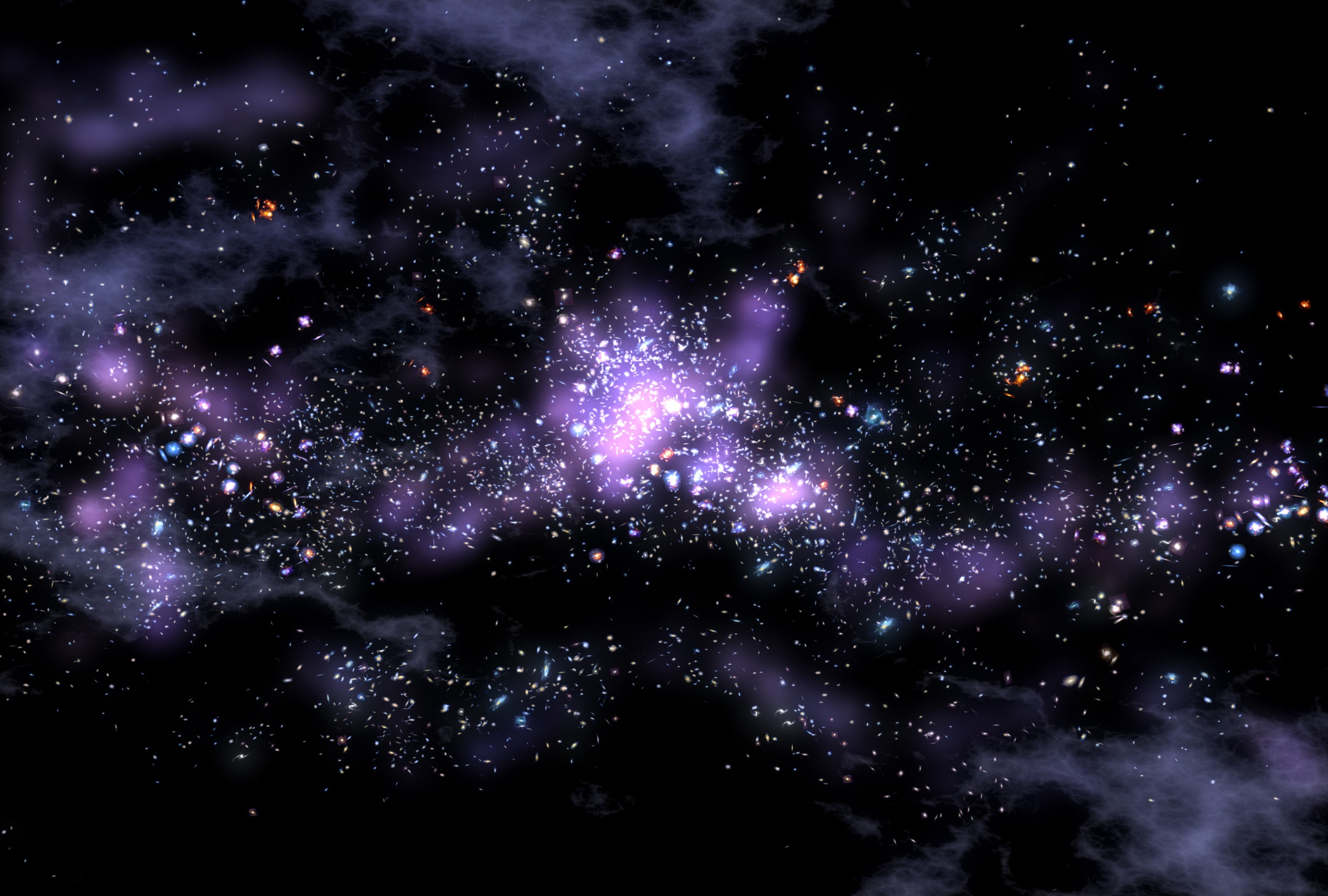 3600x2430 Purple and black galaxy, space HD wallpaper