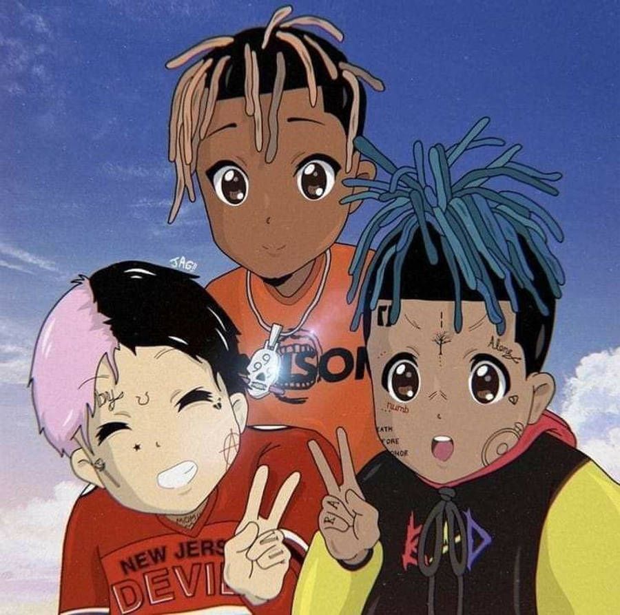 900x893 Lil Peep, Xxxtentacion, And Juice Wrld Anime Wallpaper