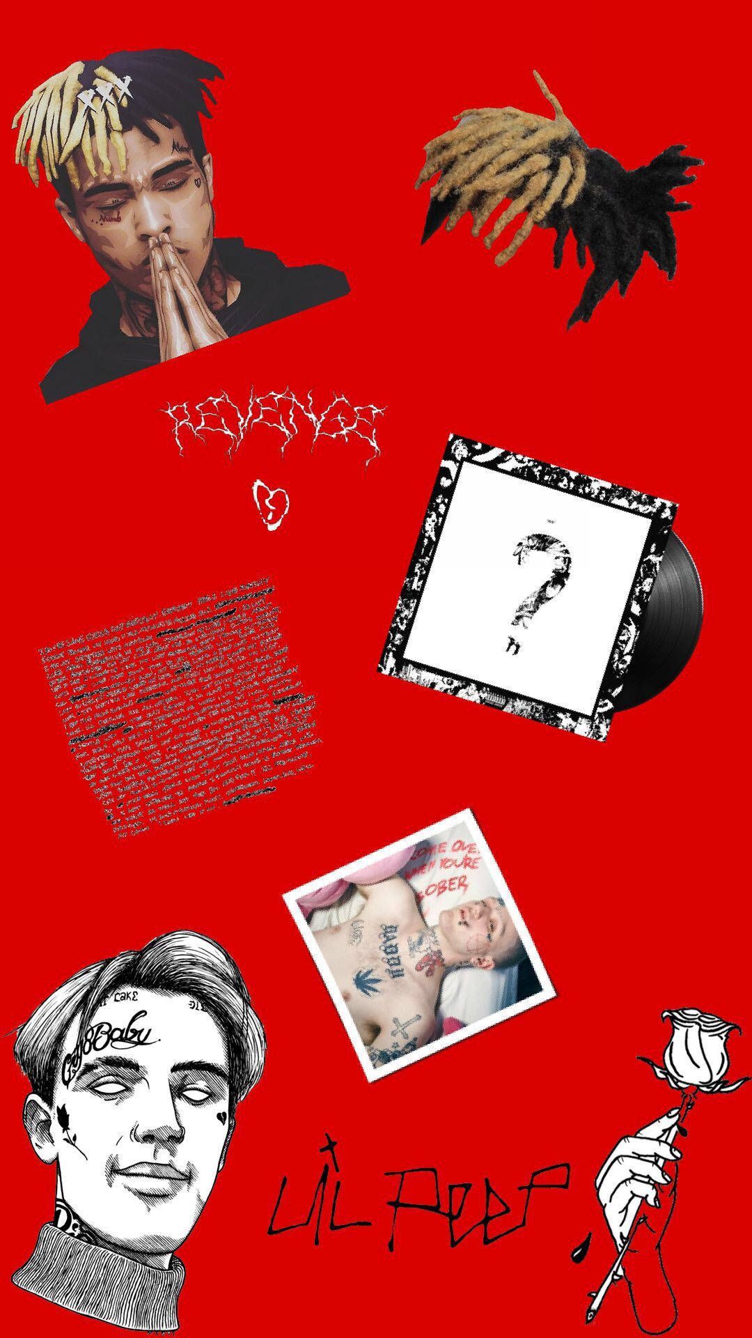 1080x1920 Lil Peep Xxxtentacion Tribute In Red Wallpaper