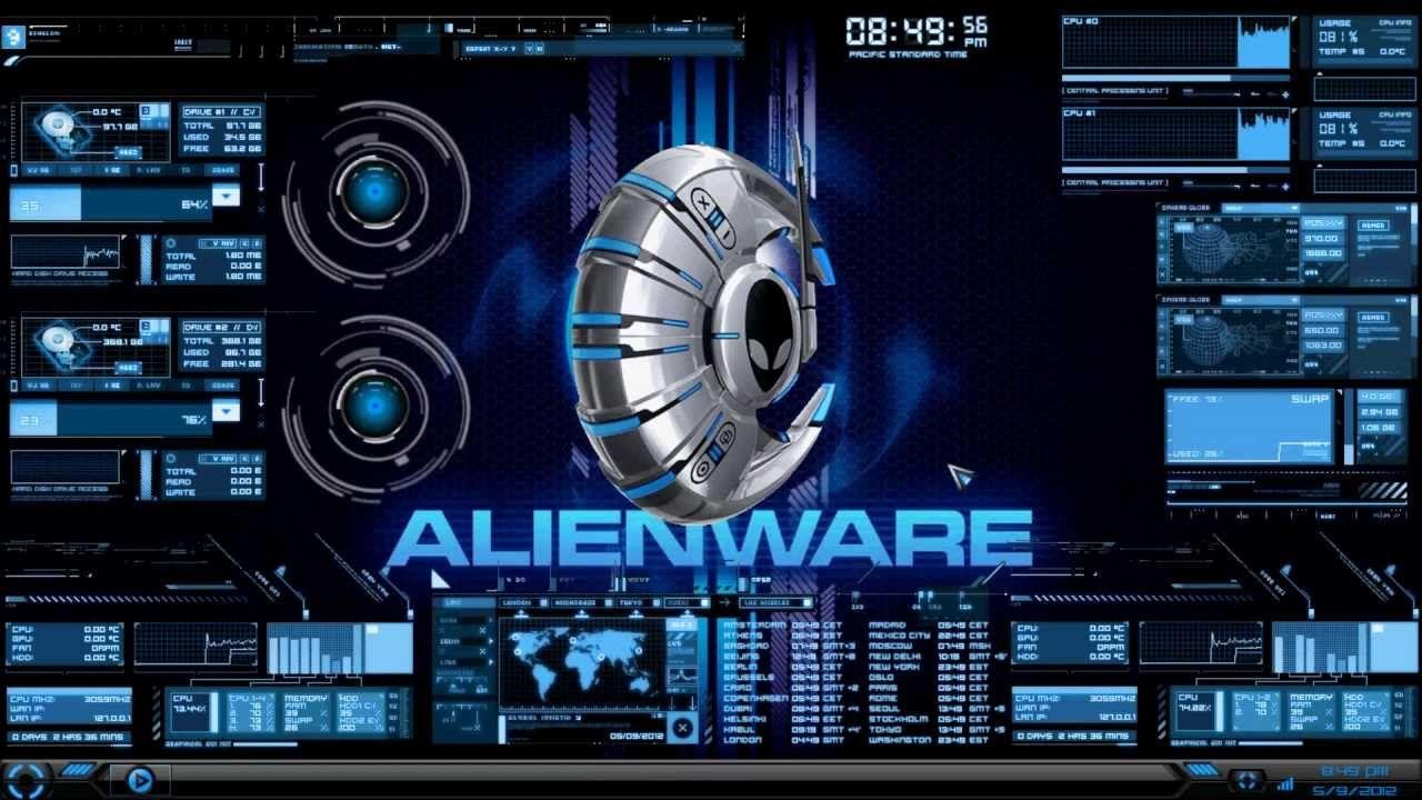 1280x720 HUD Theme Evolution + Rainmeter + Alienware Media Skin & Wallpaper 2012