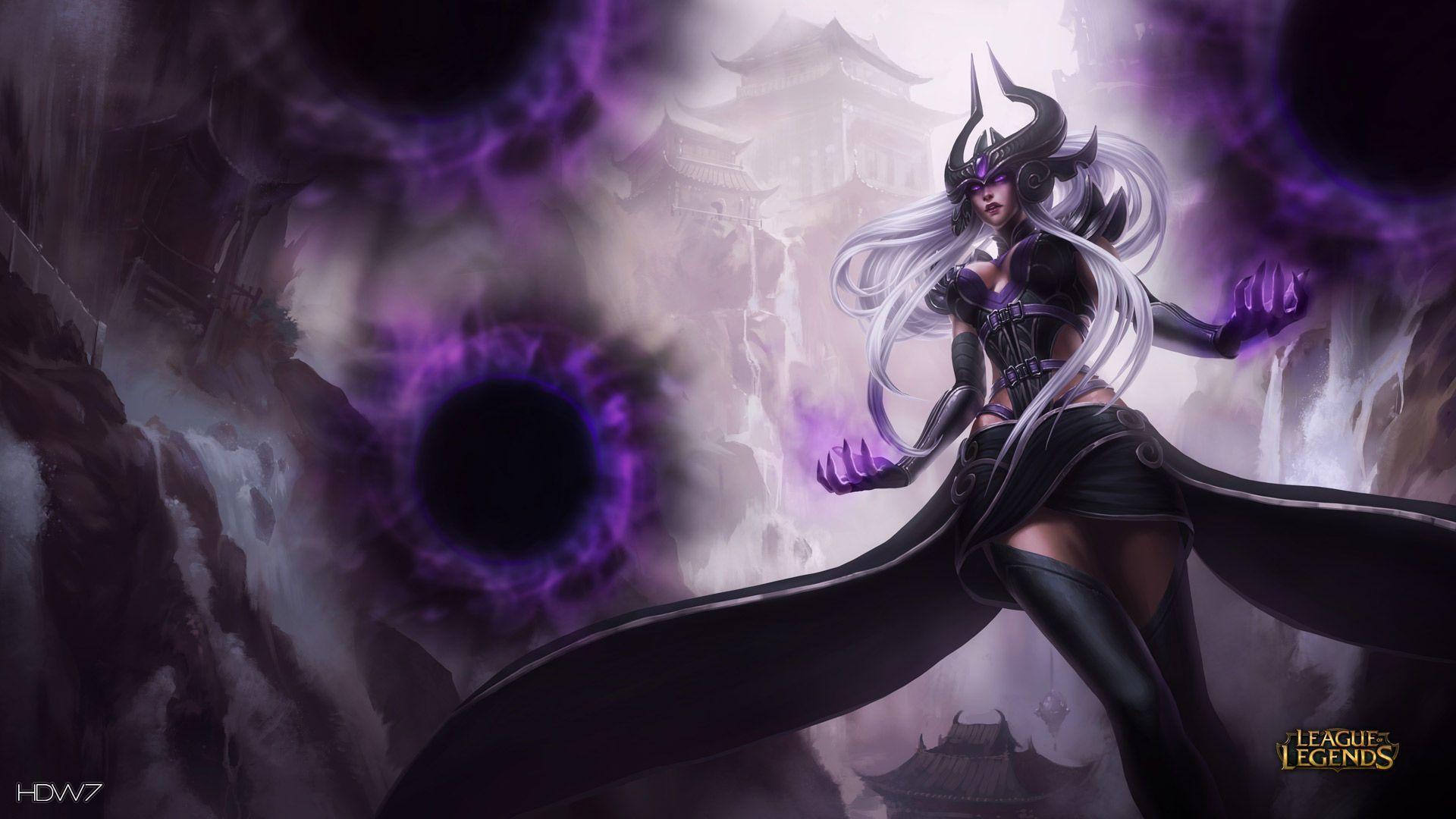 1920x1080 league of legends game lol syndra evil purple magic. HD wallpaper gallery