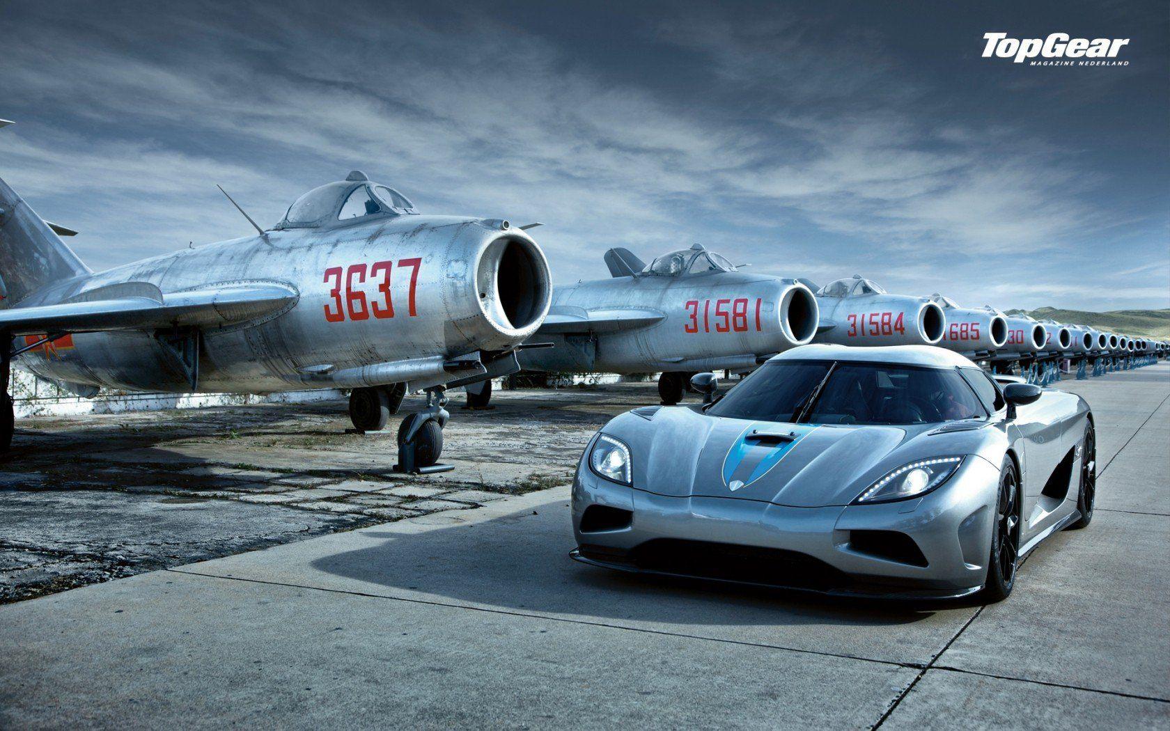 1680x1050 Guns cars Top Gear Koenigsegg Cold War artillery jet aircraft Koenigsegg Agera wallpaperx1050