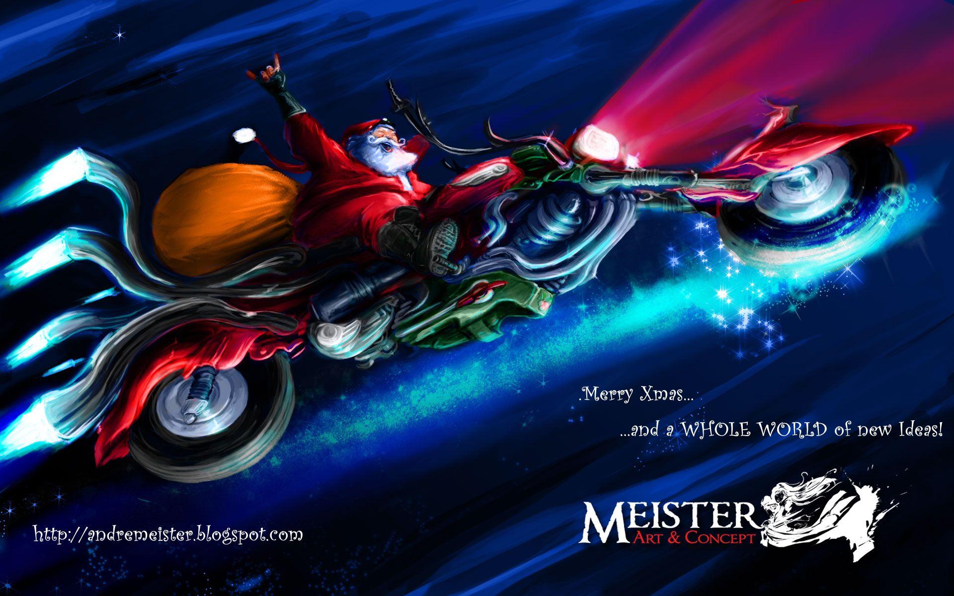 1920x1200 Christmas Motorcycle Wallpaper