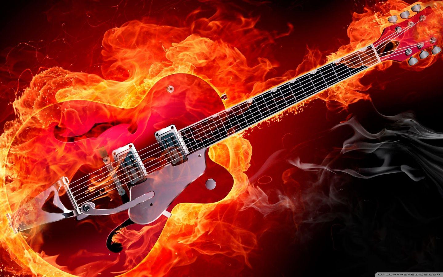 1440x900 Rockabilly Electric Guitar on Fire Ultra HD Desktop Background Wallpaper for 4K UHD TV : Tablet