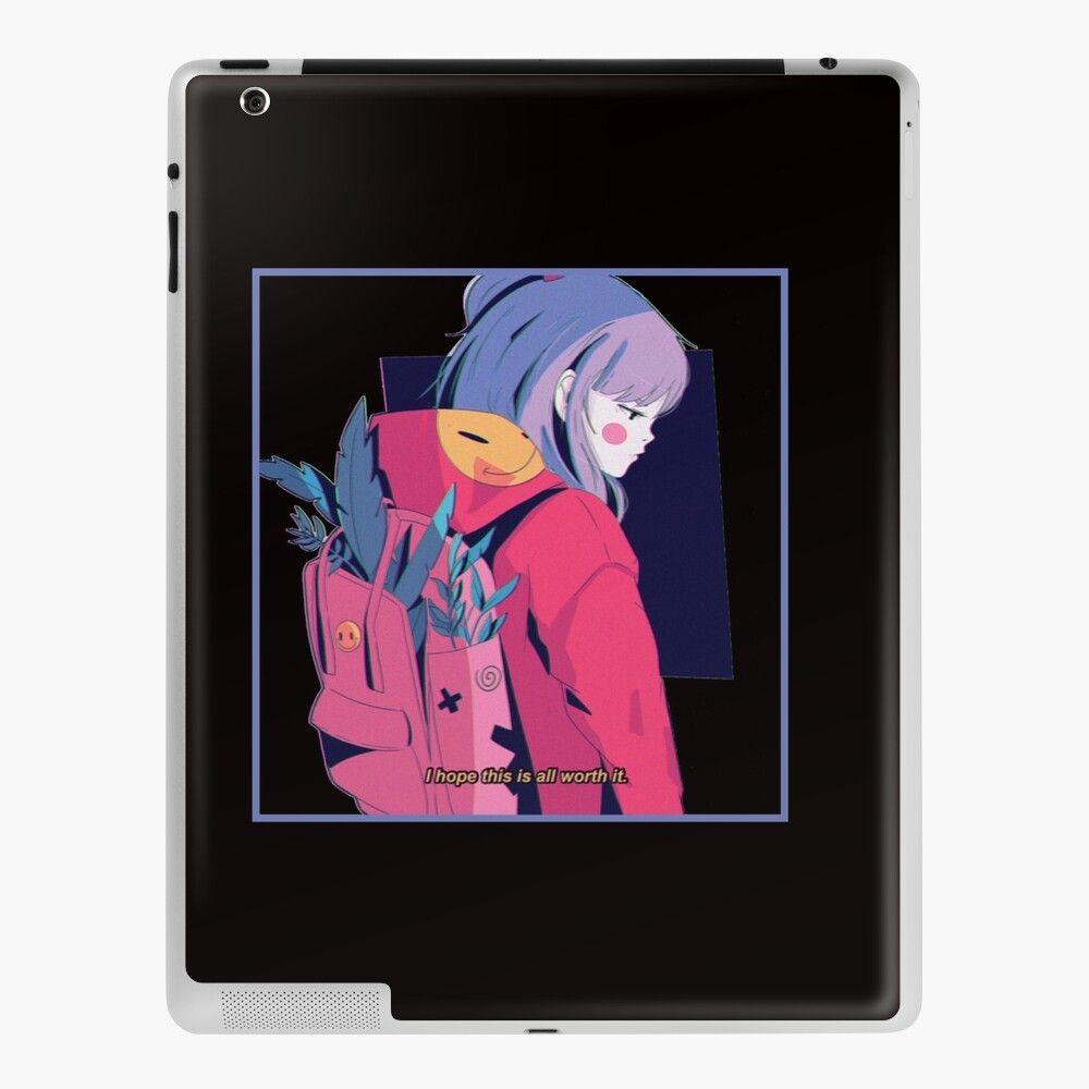 1000x1000 aesthetic sad anime girl japanese lofi hip hop waifu gift long sleeve t shirt 222 iPad Case & Skin
