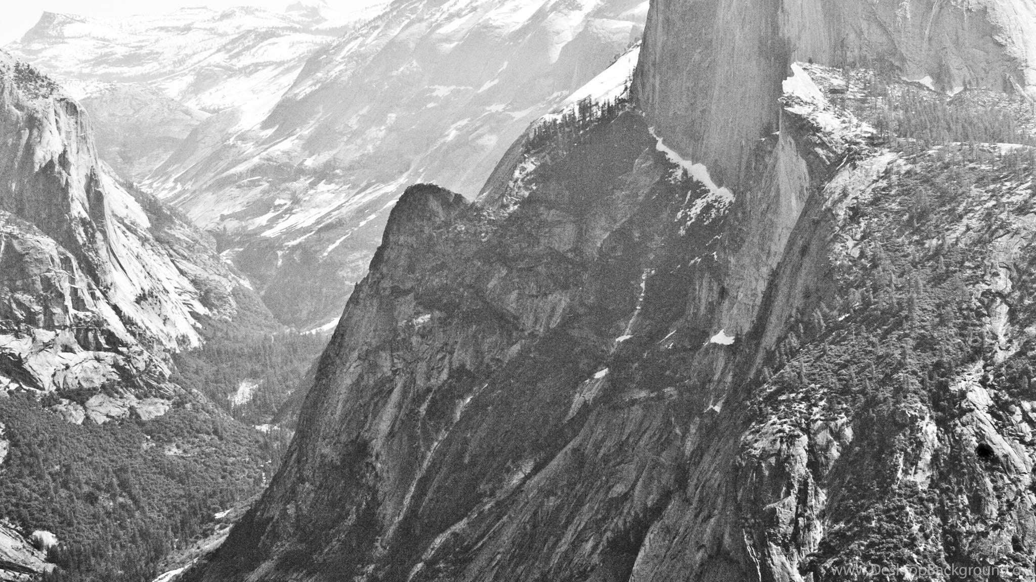 2048x1152 Black & White Mountain Landscape iPad Wallpaper Desktop Background