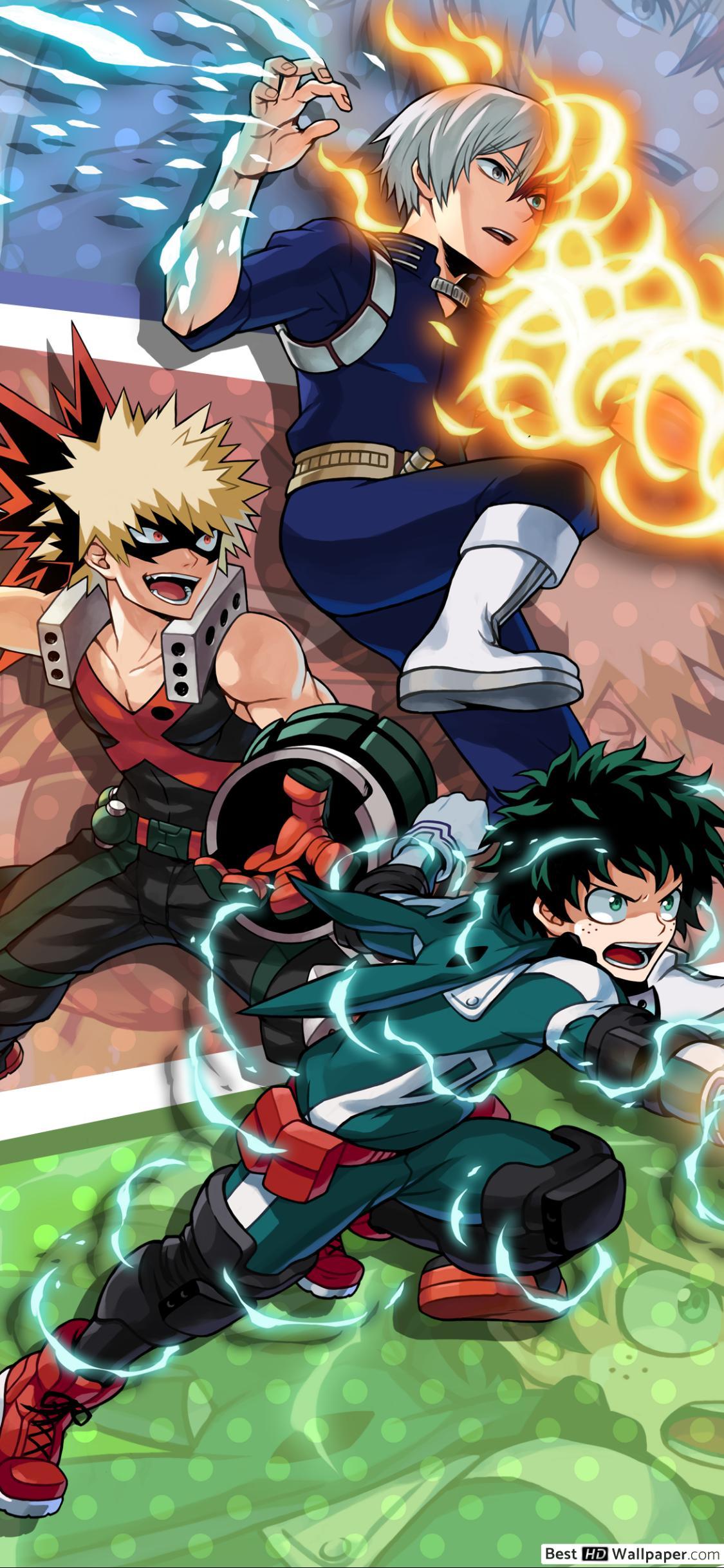 1125x2436 My Hero Academia Todoroki, Katsuki Bakugo & Izuku Midoriya HD wallpaper download Hero Academia wallpaper