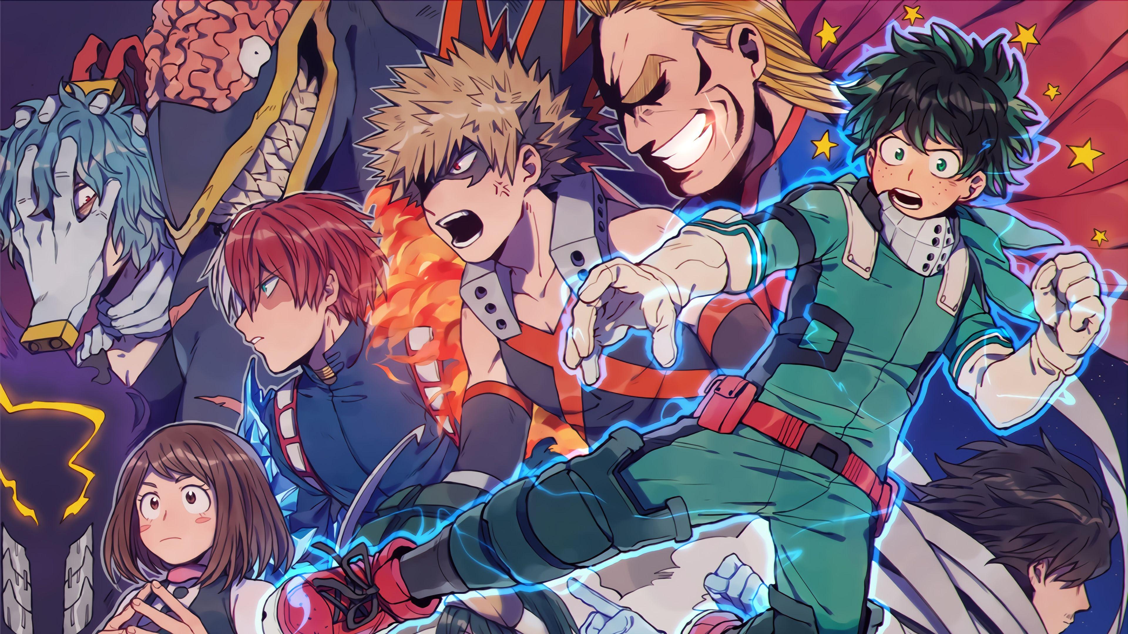 3840x2160 My Hero Academia Characters Izuku Midoriya All Might Katsuki Bakugo Shoto Todoroki Ochaco Uraraka Tomura Shigaraki Nomu 4K