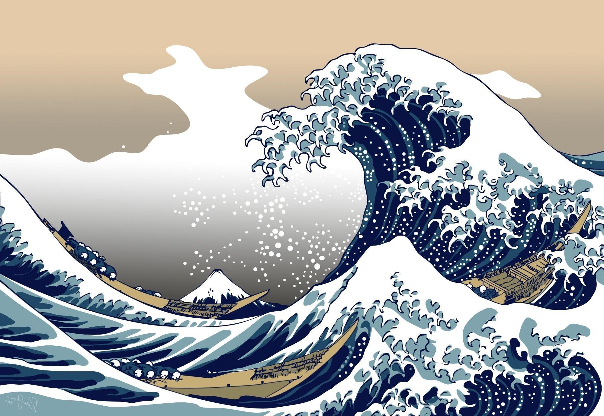 Aesthetic Japanese Wave Wallpaper Hd Wallpaper Japan Paintings Nature ...