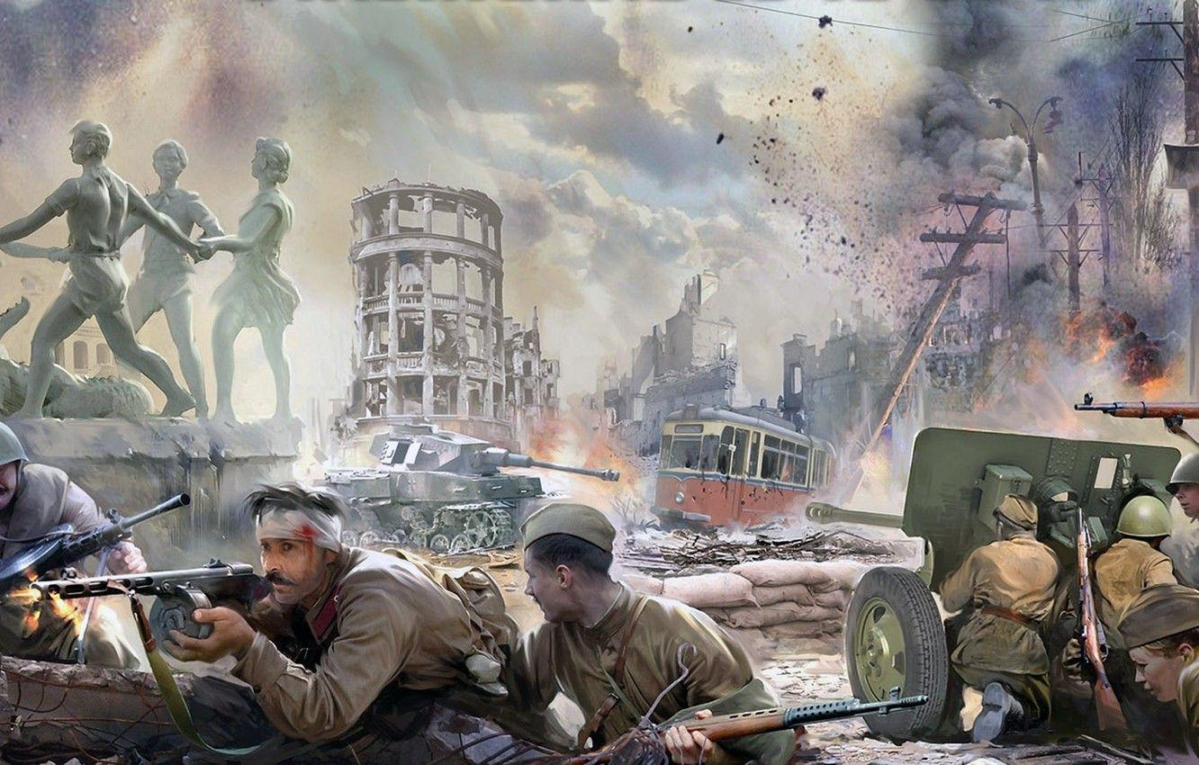 1332x850 Wallpaper The red army, battle of the Second World war, The battle in the city, The battle of Stalingrad image for desktop, section оружие