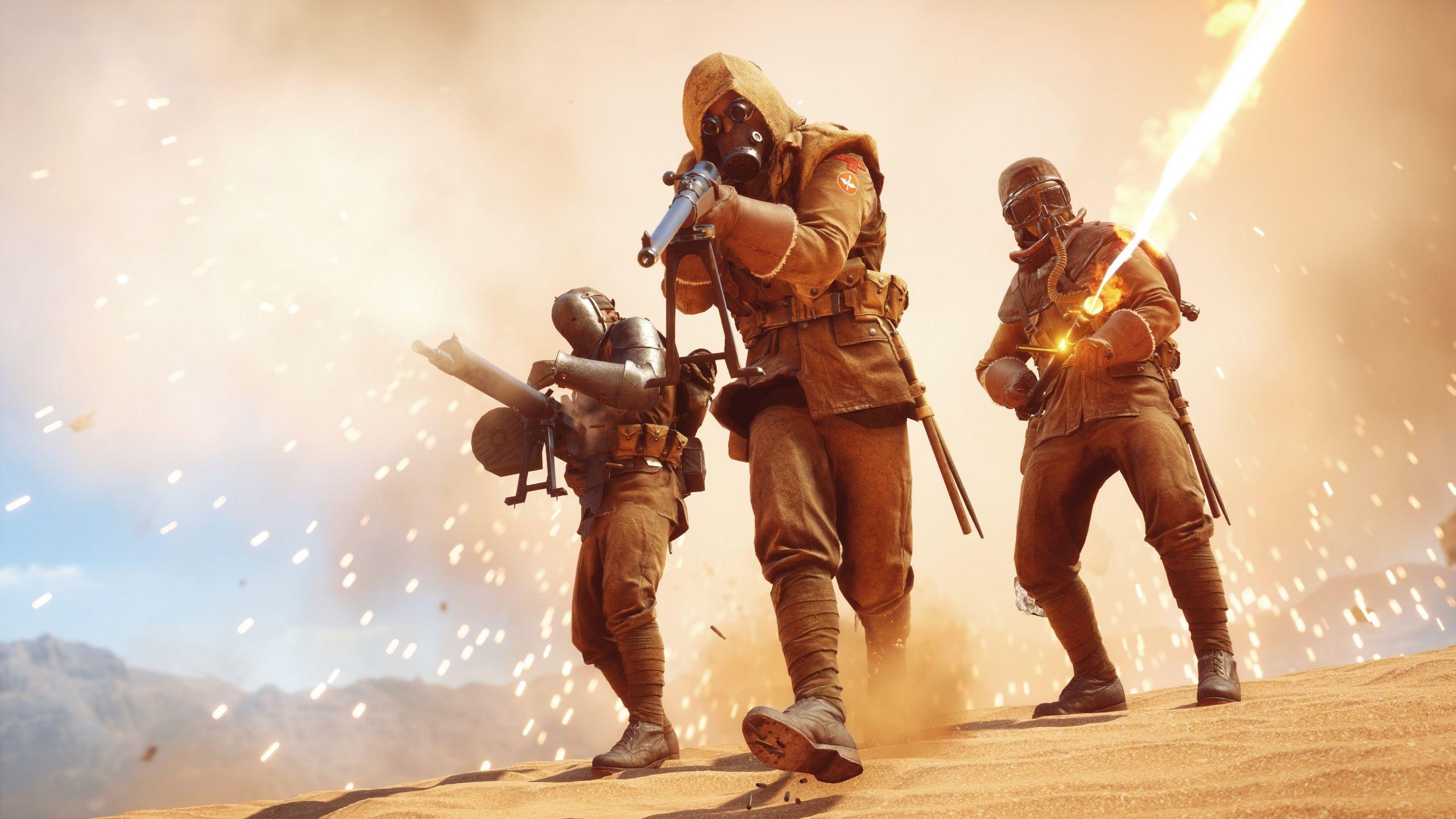 2560x1440 Desktop Wallpaper Battlefield 1 Rifles Soldiers Machine 2560x1440