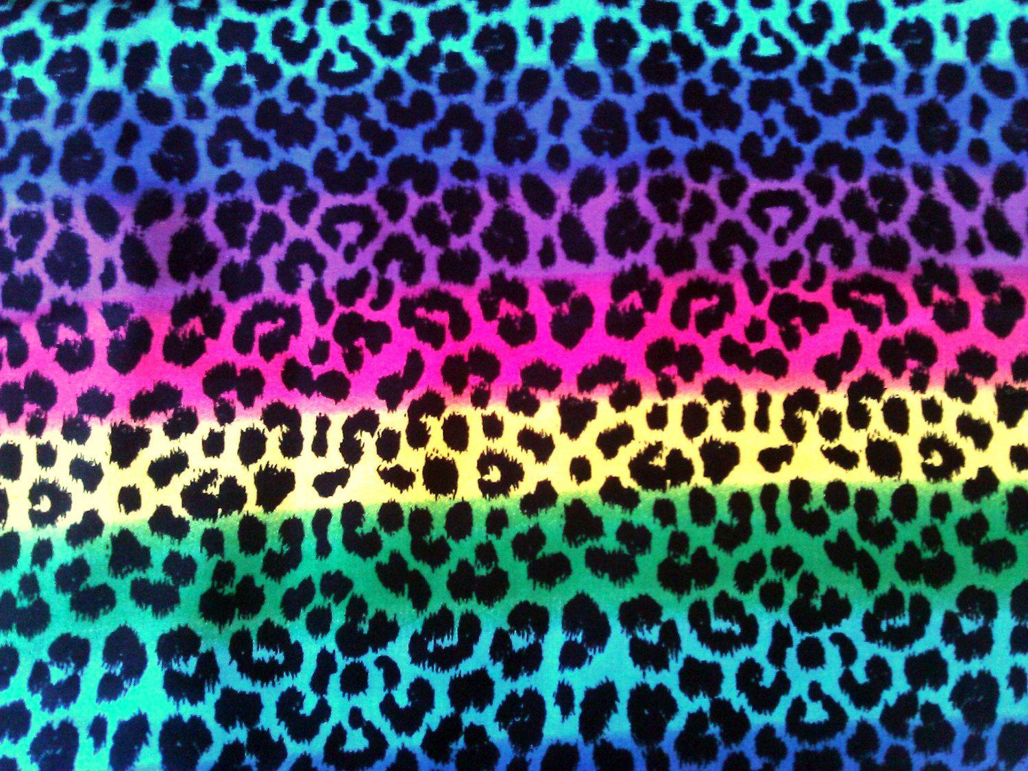 1500x1125 Neon Rainbow Animal Print Background Rainbow Leopar Cheetah Print Cotton Fabric