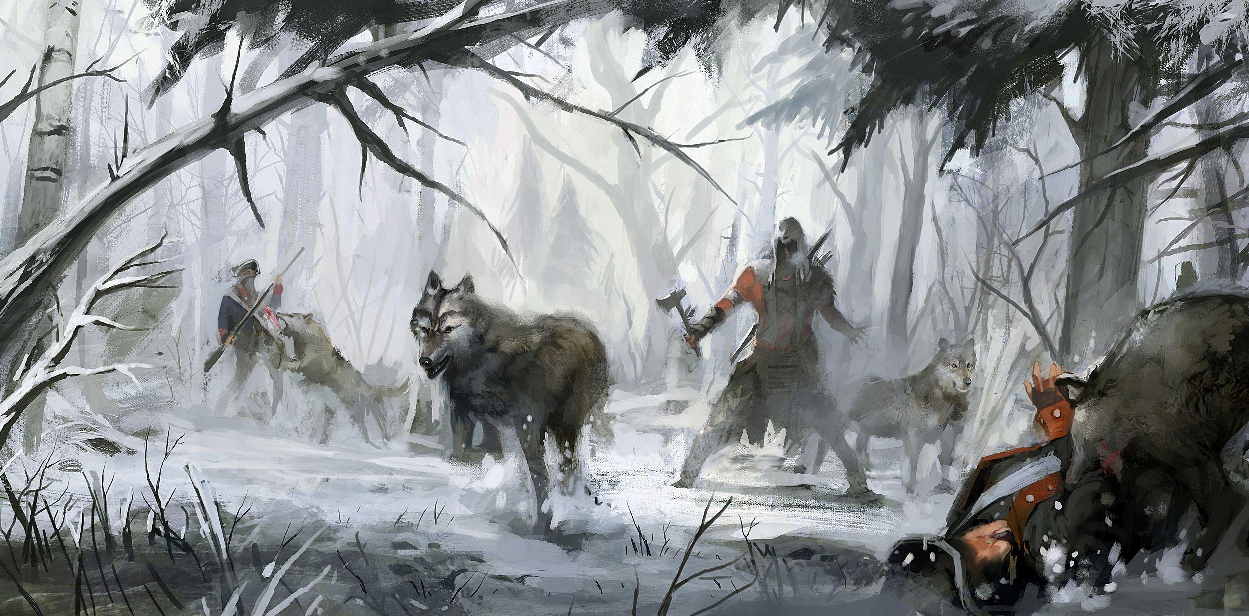 2500x1234 Beautiful photo of assassins creed wallpaper of Connor, forest