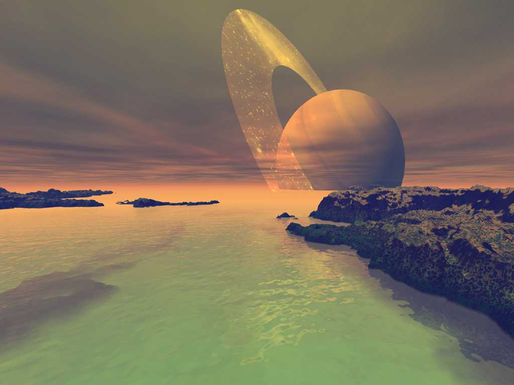1024x768 Musings Of Explorers; A Sci Fi Esque Moon Beckons Explorers