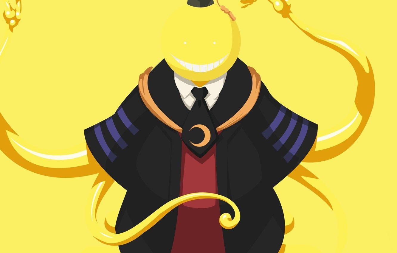 1332x850 Wallpaper ufo, moon, game, hat, yellow, alien, smile, anime, school, assassin, asian, manga, sensei, japanese, oriental, asiatic image for desktop, section минимализм