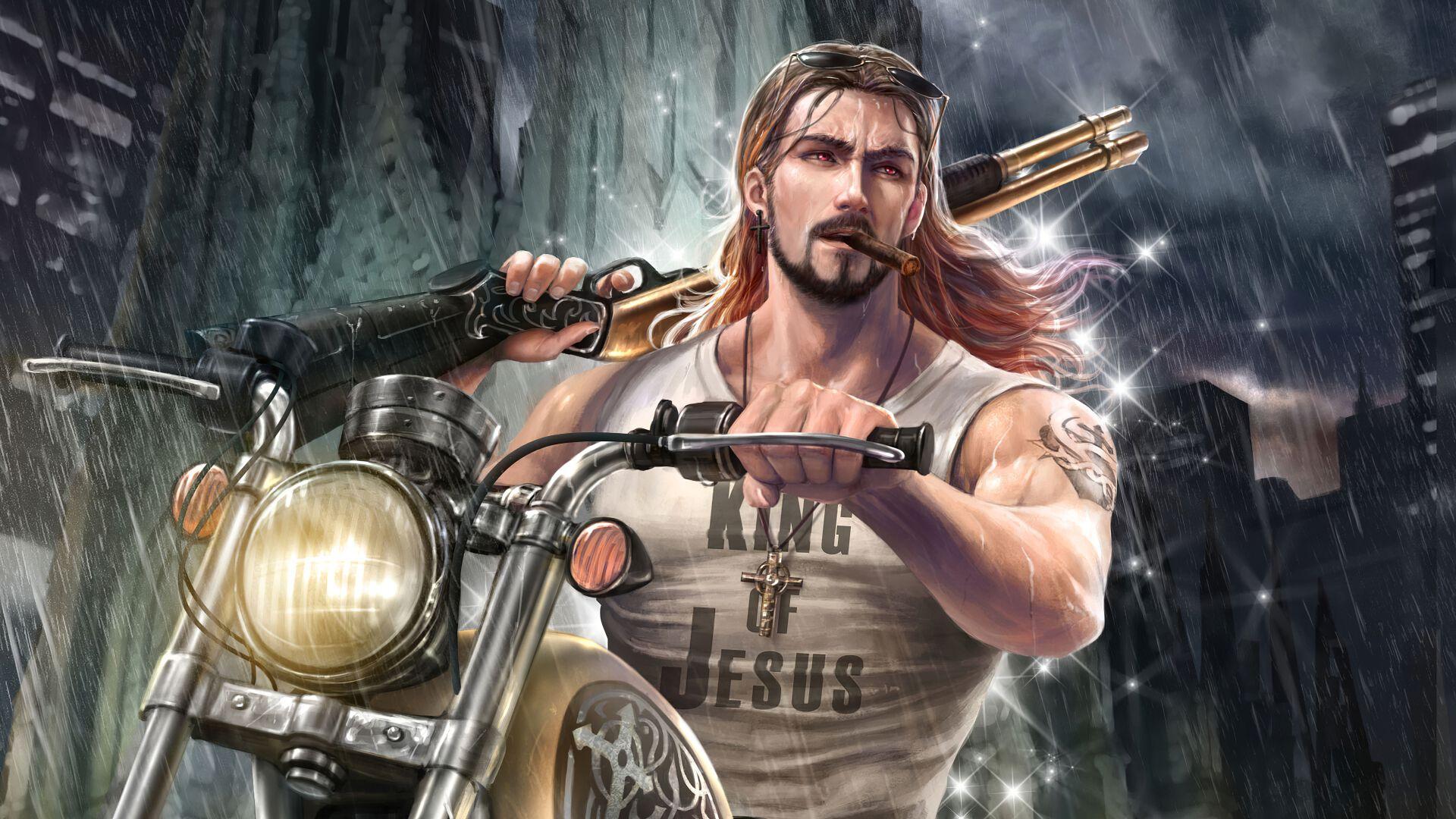 1920x1080 Bike Warrior 1080P Laptop Full HD Wallpaper, HD Artist 4K Wallpaper, Image, Photo and Background