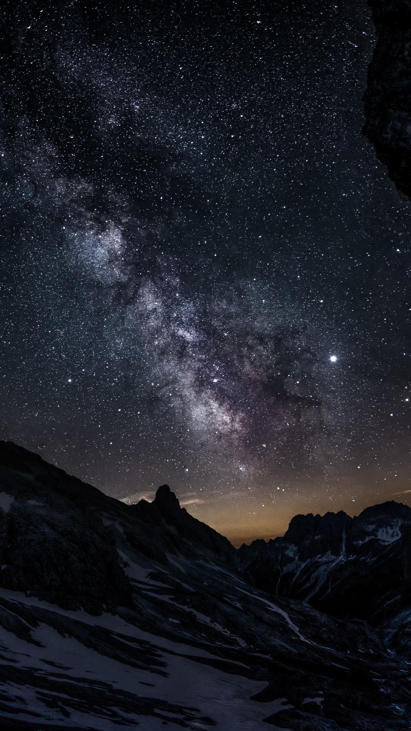 1440x2560 Valley, mountain, night, starry sky wallpaper. Night sky wallpaper, Starry night sky, Night sky photography