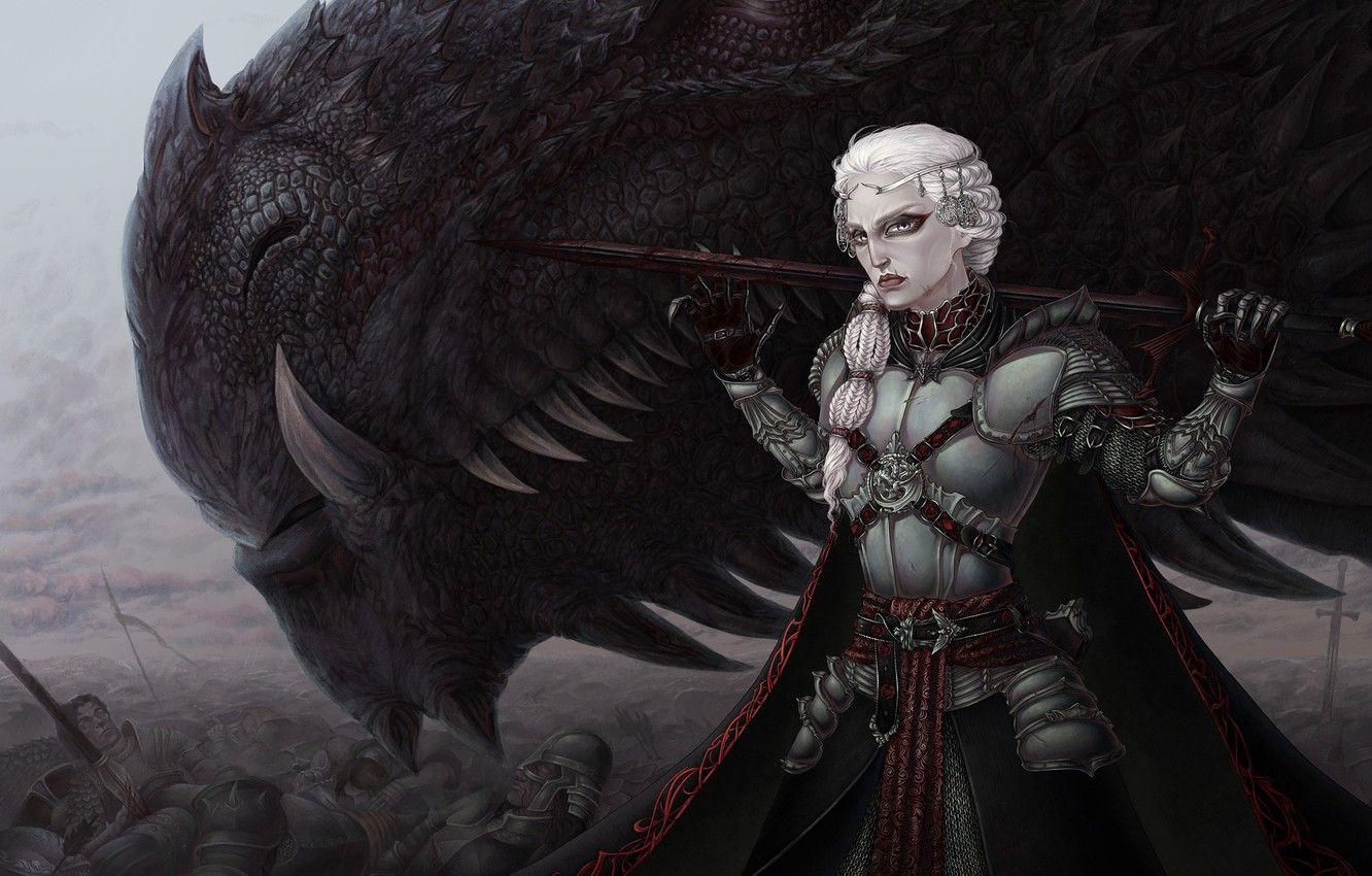 1332x850 Wallpaper wallpaper, battlefield, girl, sword, blood, armor, woman, war, ken, blade, dragon, flag, death, fang, A Song of Ice and Fire, Game of Thrones image for desktop, section фантастика