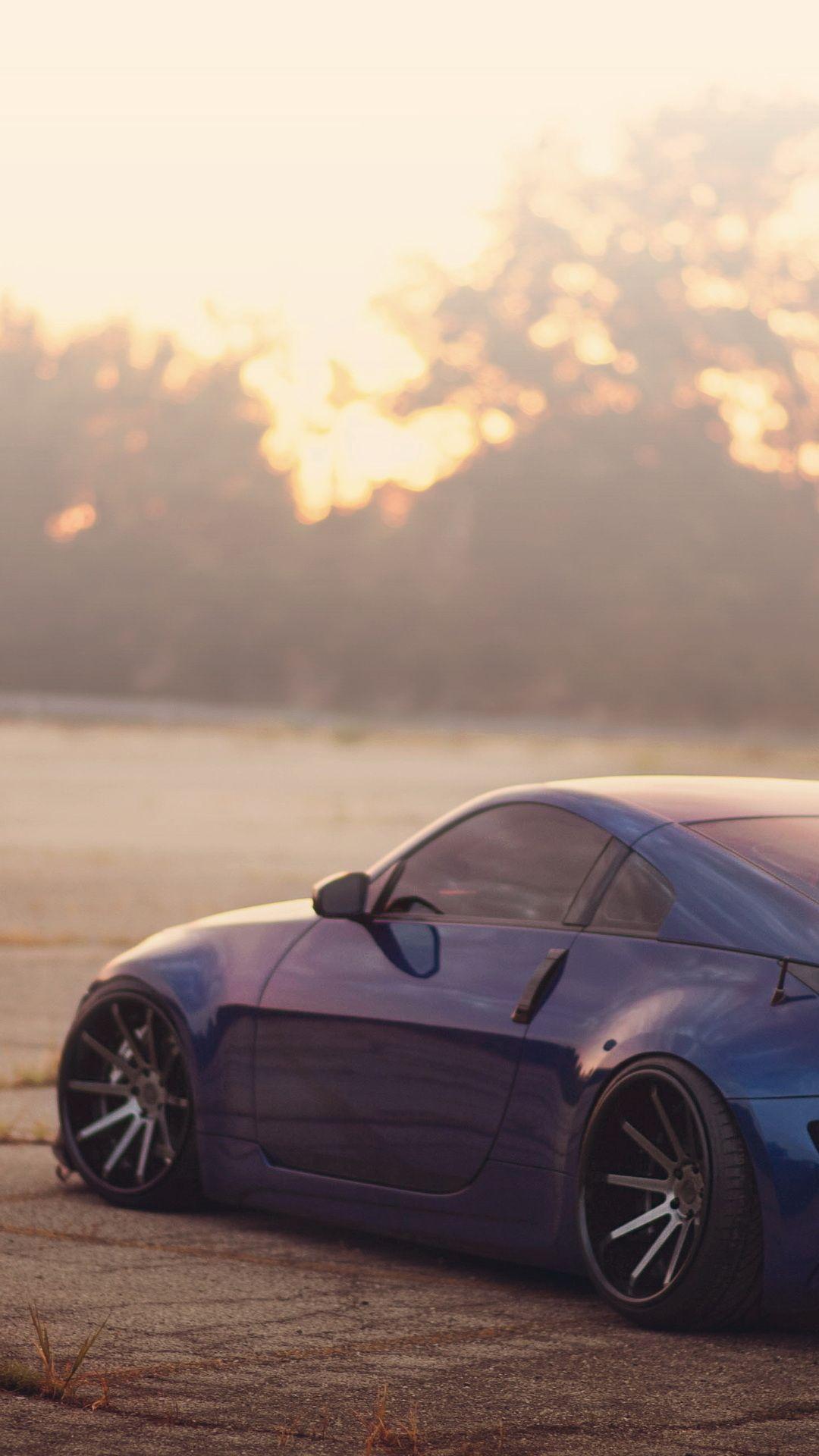 1080x1920 nissan, 350z, landing, nissan, blue, tuning, low desktop wallpaper 4535