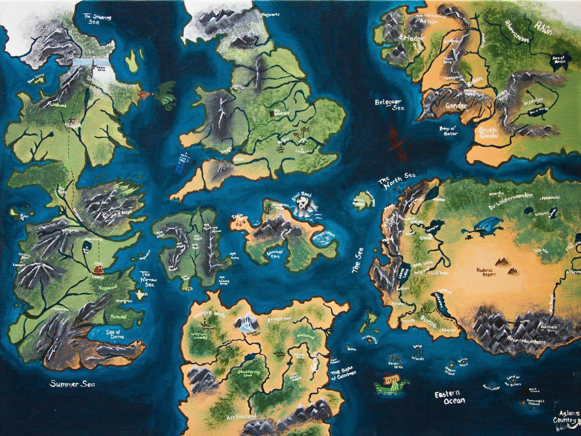 2304x1728 Middle Earth Westeros Map, Download Wallpaper