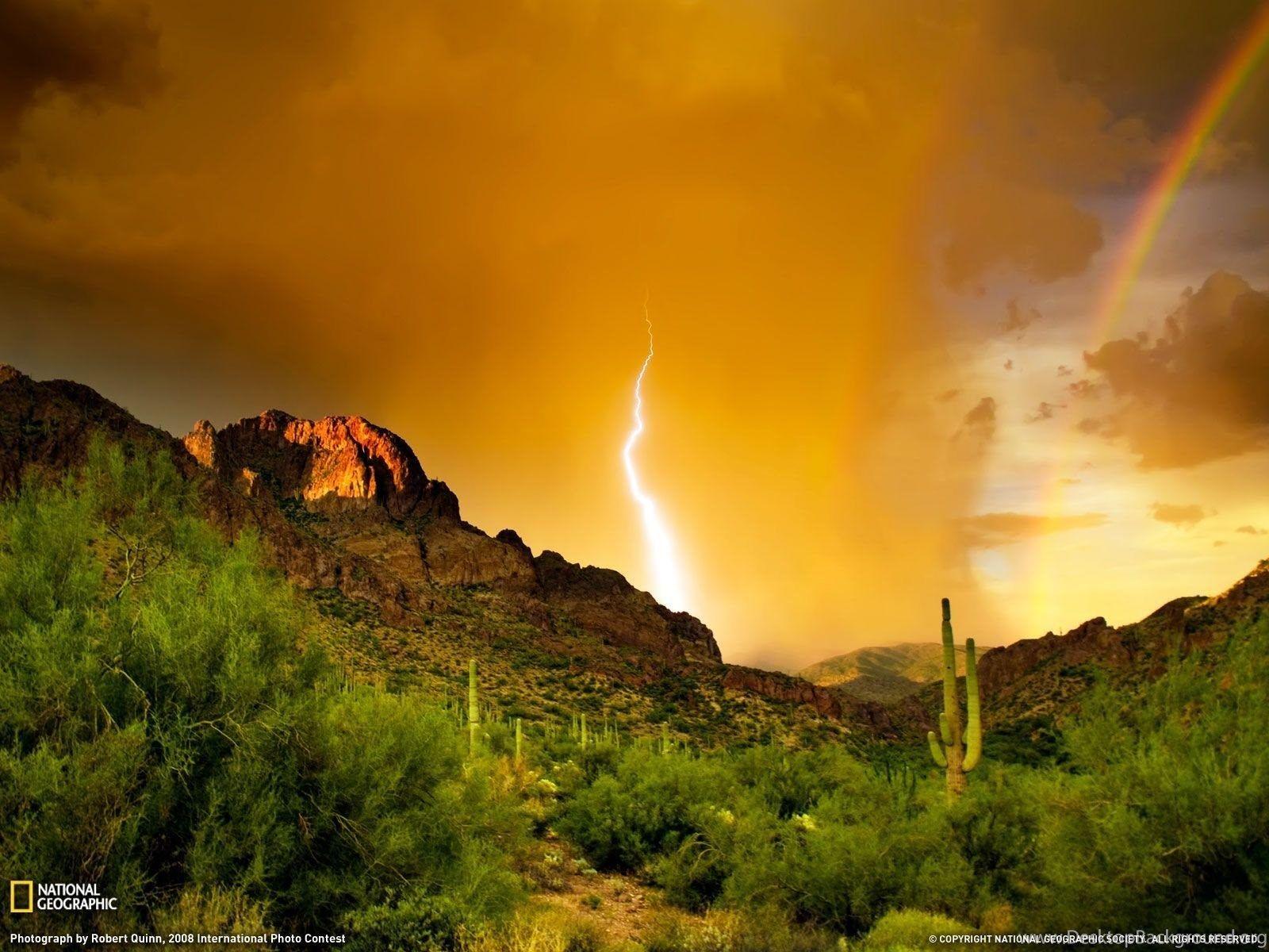 1600x1200 Lightning Photo, Superstition Mountains Wallpaper National. Desktop Background