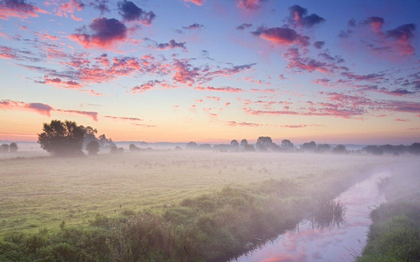 1680x1050 Download Misty field wallpaper in Nature wallpaper with all 1394 - Misty River In Autumn In Latvia