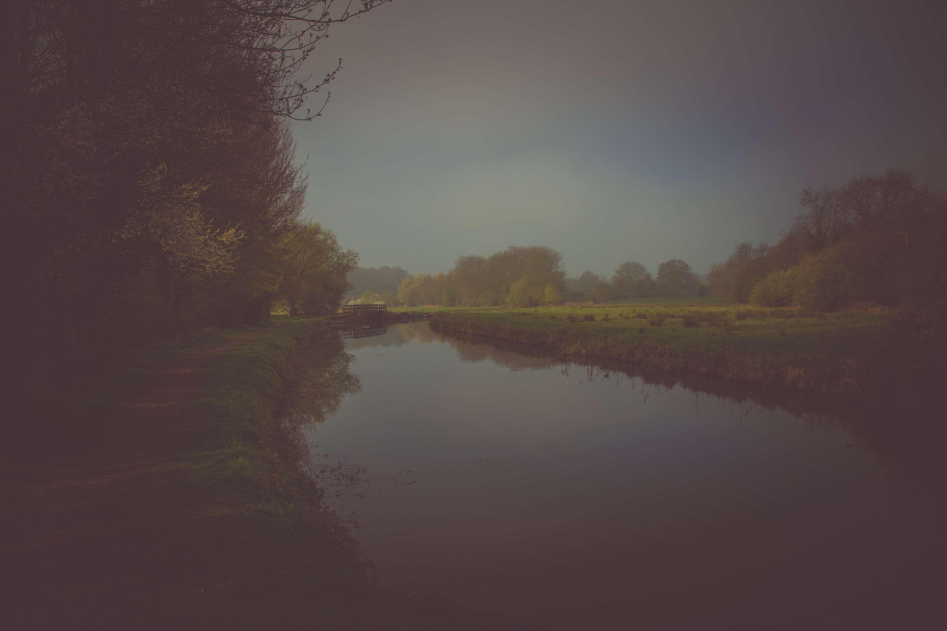 3840x2560 british, calm water, calm waters, misty, river, riverbank 4k wallpaper